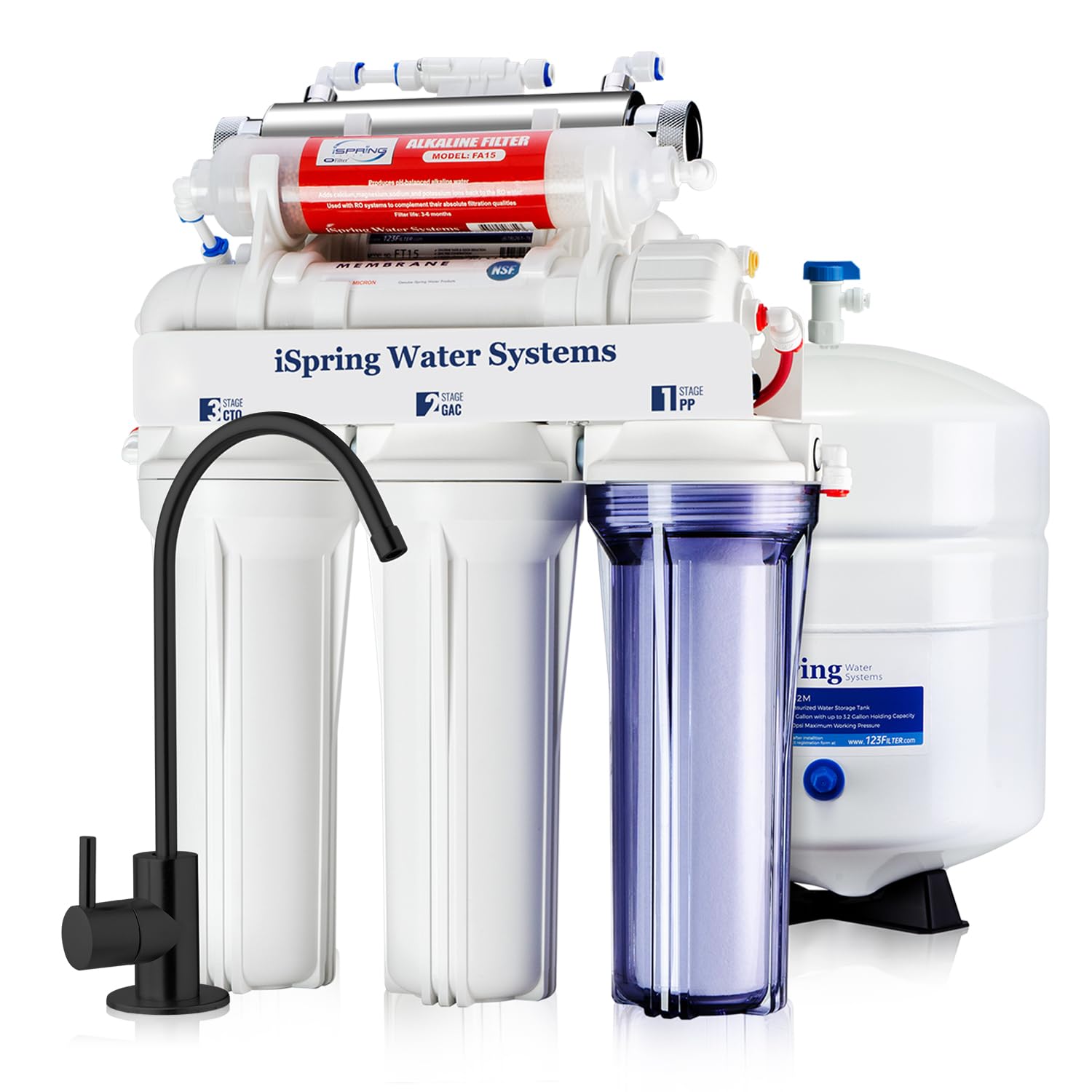 iSpring RCC7AK-UV-BLK RCC7AK-UV-BLK 7-stage Multi-method Reverse Osmosis Filtration System