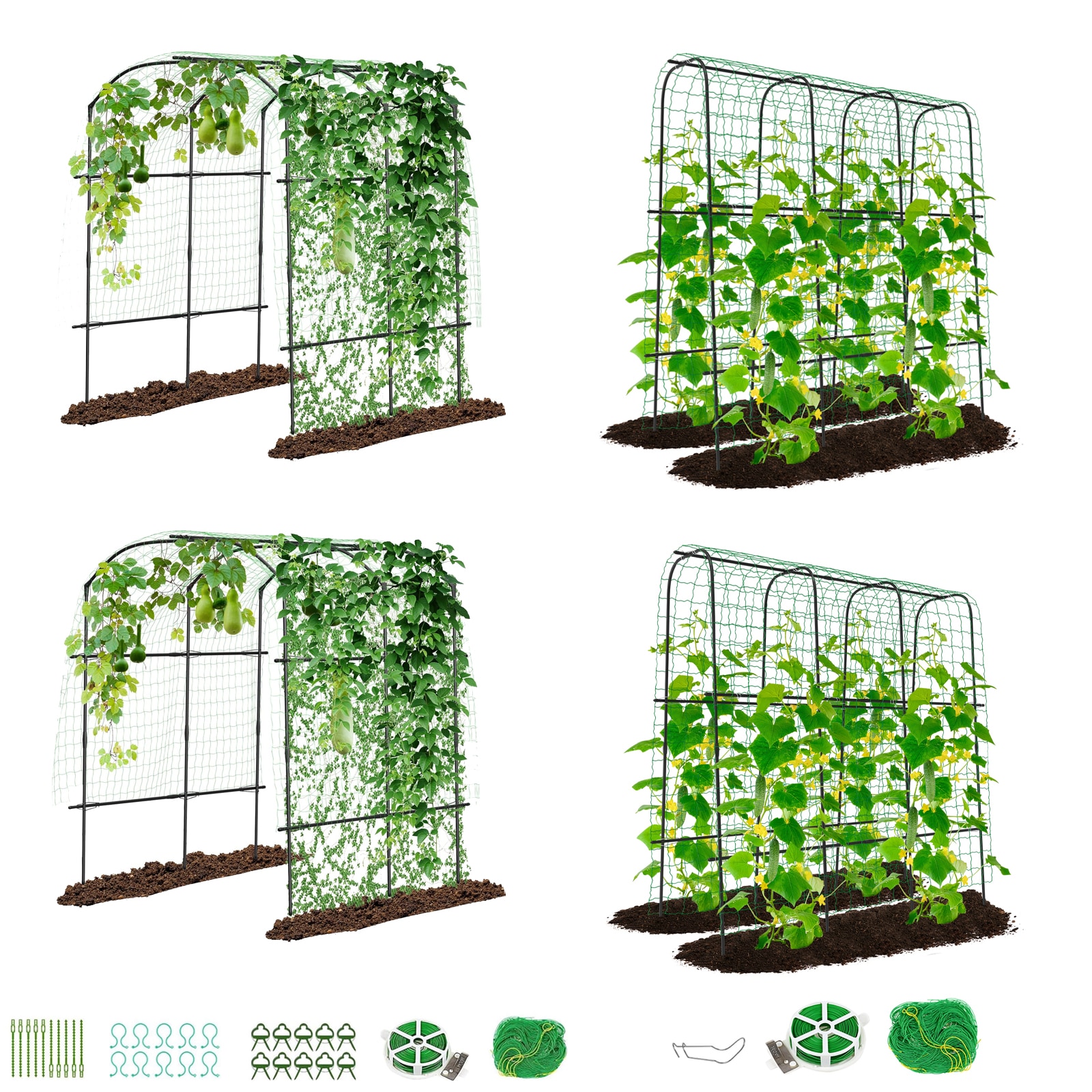 Esazn Garden Trellis 75-in W x 87-in H Black Steel Traditional Garden Trellis For Climbing Plants For Cucumbers For Roses For Tomatoes 4 -Pack #K16ZDY-XL15-2PACK