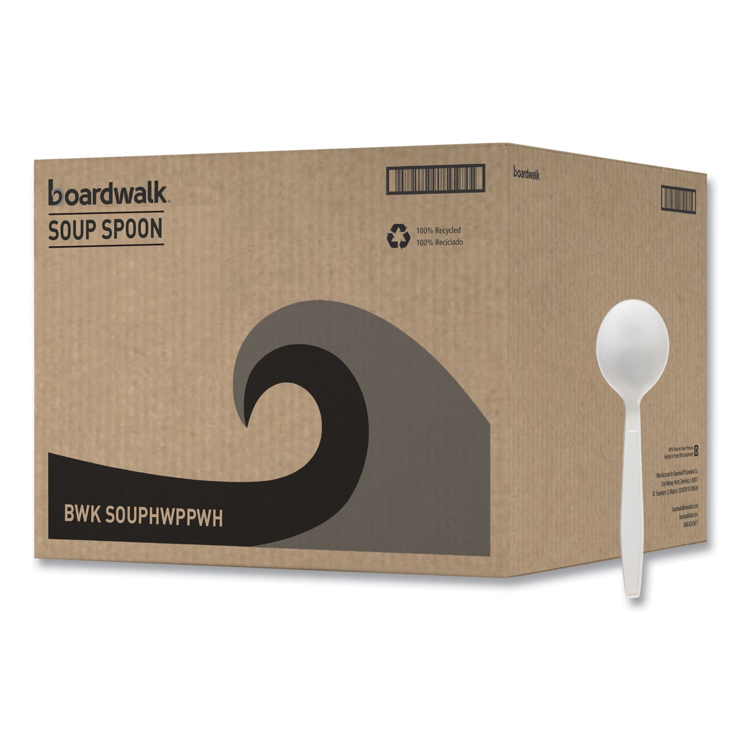 Boardwalk Heavyweight Polypropylene Cutlery Soup Spoon Plastic White 1000 per Carton