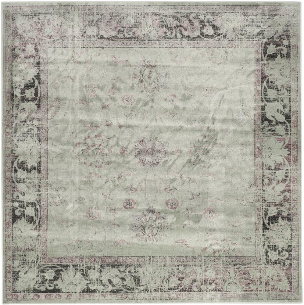 Safavieh VTG117-2111-6SQ Vintage Mosed 6 x 6 (ft) Loomed Synthetic Spruce/Ivory Square Indoor Distressed/Overdyed Vintage Area rug