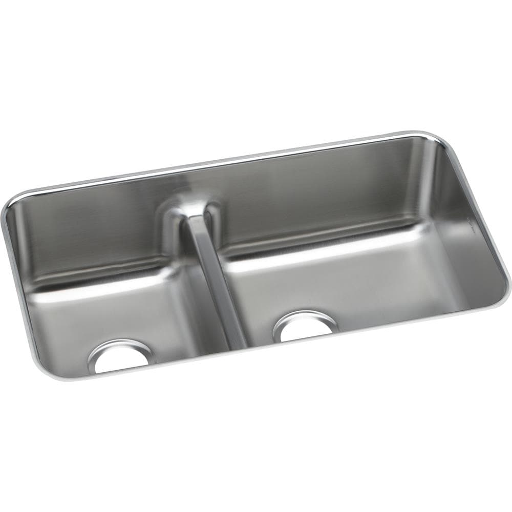 Ruvati Parmi Undermount 32.25-in x 18.875-in Brushed Stainless Steel Double  Offset Bowl Kitchen Sink in the Kitchen Sinks department at