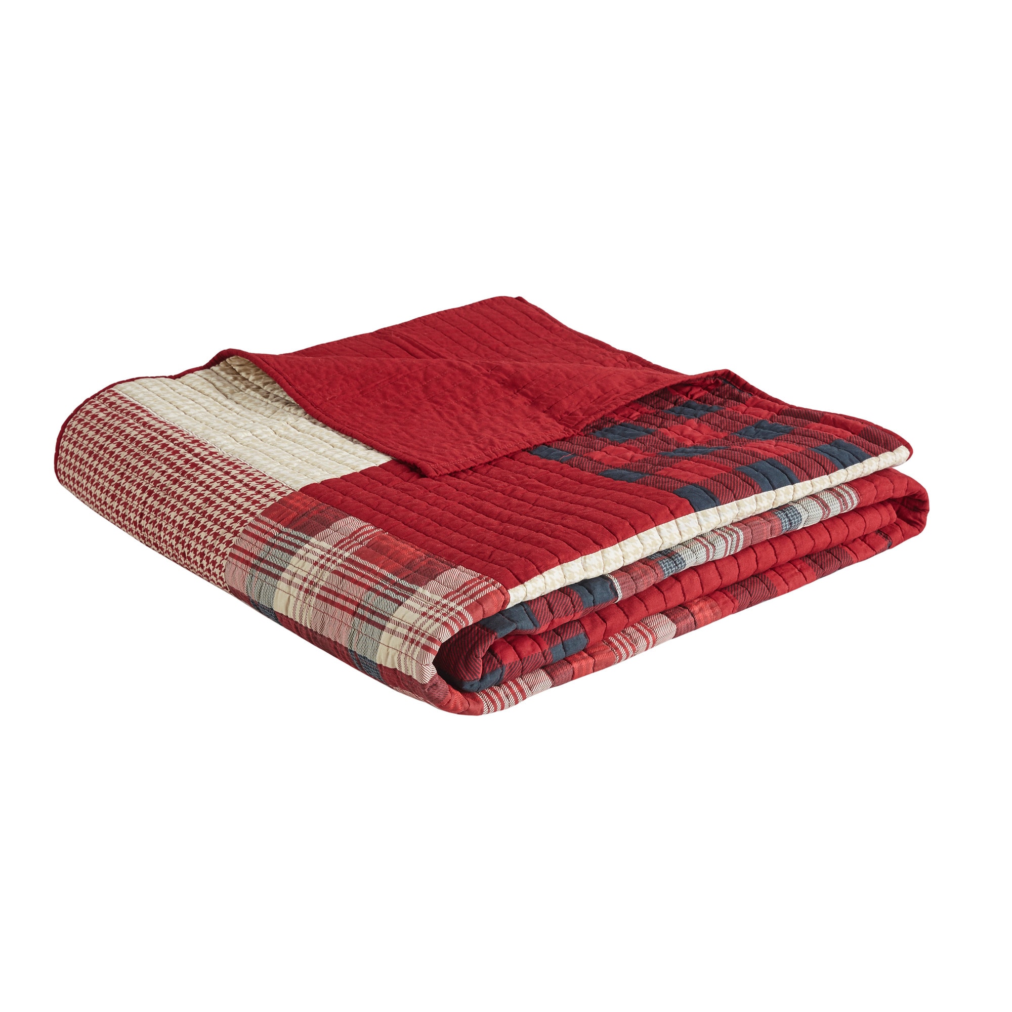 Full Red Cotton Reversible Quilt Set
