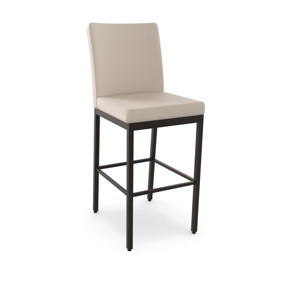 Amisco 45312-26WE/1B75DBF4 Perry Cream Faux Leather / Dark Brown Metal 25.88-Inches H Counter height Square seat Upholstered Metal Bar Stool and Back