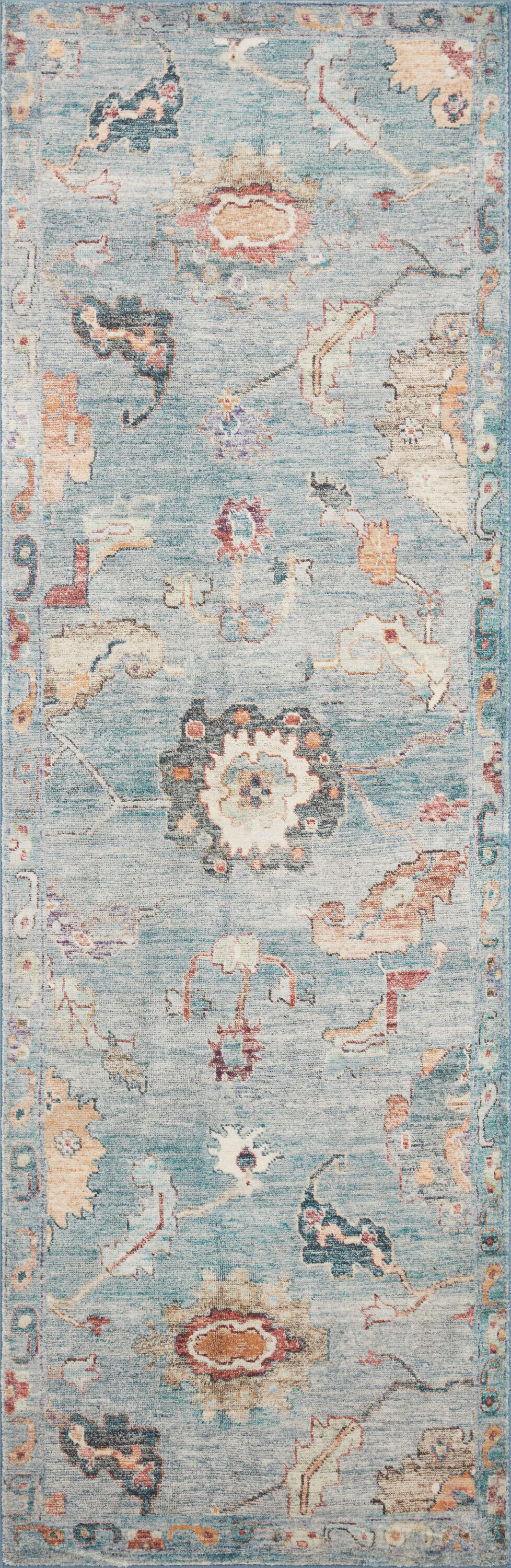 Margot Denim and Multi 2'6" x 9'6" Plush Wool Runner Rug