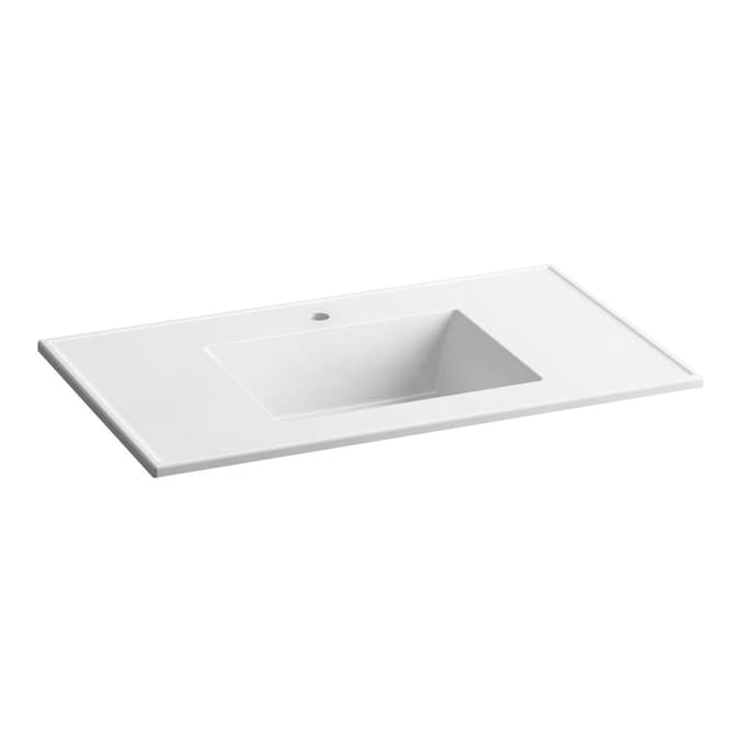 Kohler Ceramic Impressions 37 In White, What Is The Standard Size Of A Bathroom Vanity Top