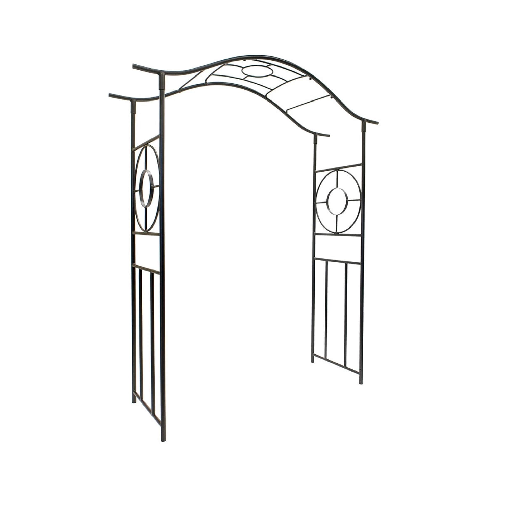 ACHLA Designs 5.52 W x 7-ft H Arched Graphite Powder Coated Finish Wrought iron Garden Arbor