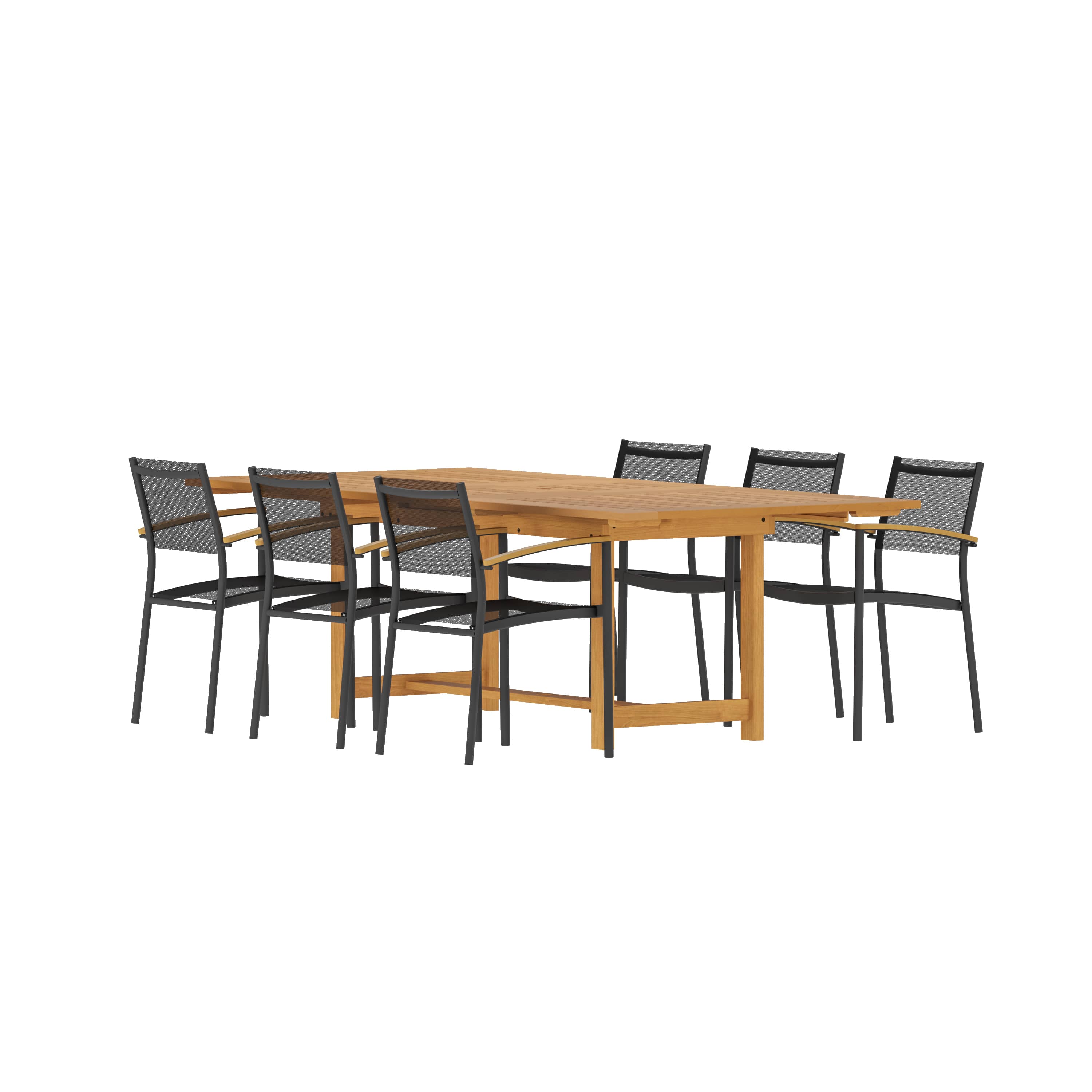 Amazonia BT542-T-6VERARM Urban Elements Okinawa Patio Dining Set for 6 – Perfect for Family and Friends - Modern and Stylish Dining Table with Chairs