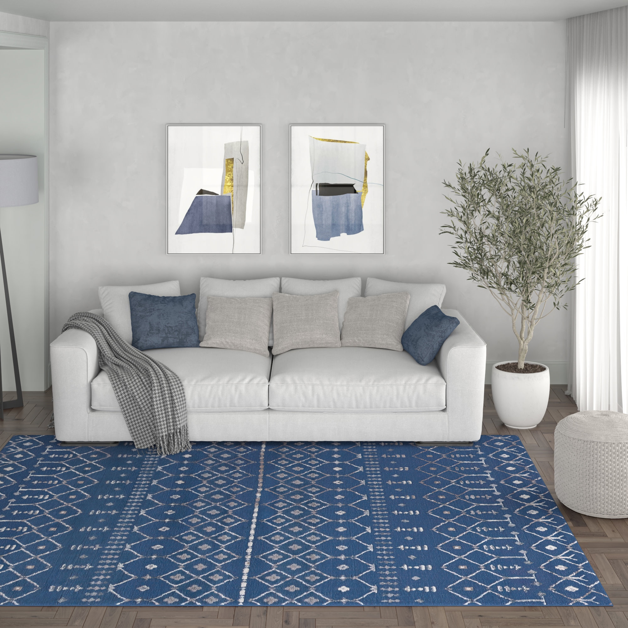 Tayse MDN3307 8X10 Madison 8 x 10 (ft) Loomed Polypropylene Blue Rectangular Indoor Area rug
