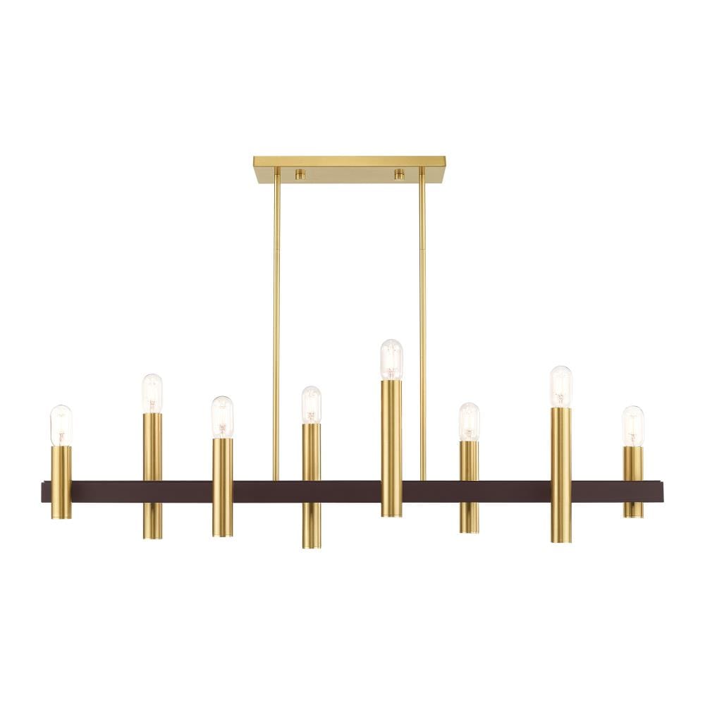 Livex Lighting 46868-12 Helsinki 8 -Light Satin Brass Mid-century For Use in Bathrooms, Bedrooms, Dining Rooms, Foyers, Kitchens, Living Rooms Chandelier