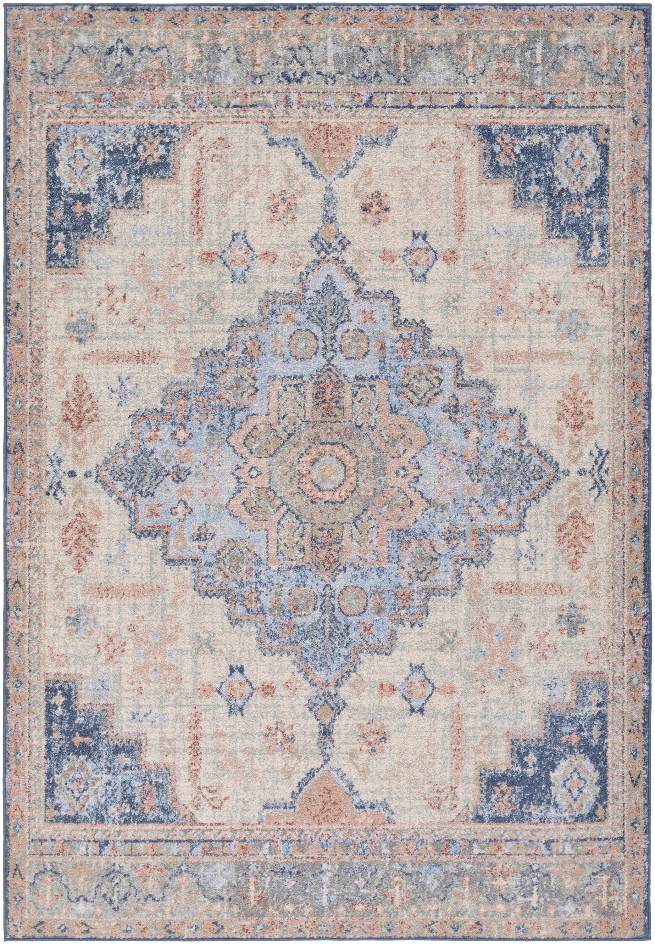 Surya MUT2318-679 Murat 7 x 9 (ft) Polypropylene Cream/Peach Rectangular Indoor Medallion Oriental Area rug