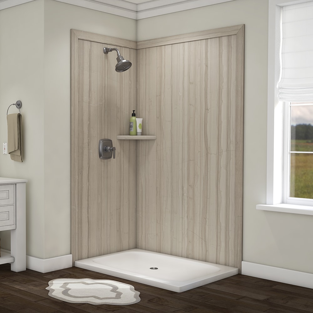FlexStone SSK48367821AS Elegance 2 48-in W x 36-in D x 80-in H Athens Glue To Wall Panel Kit
