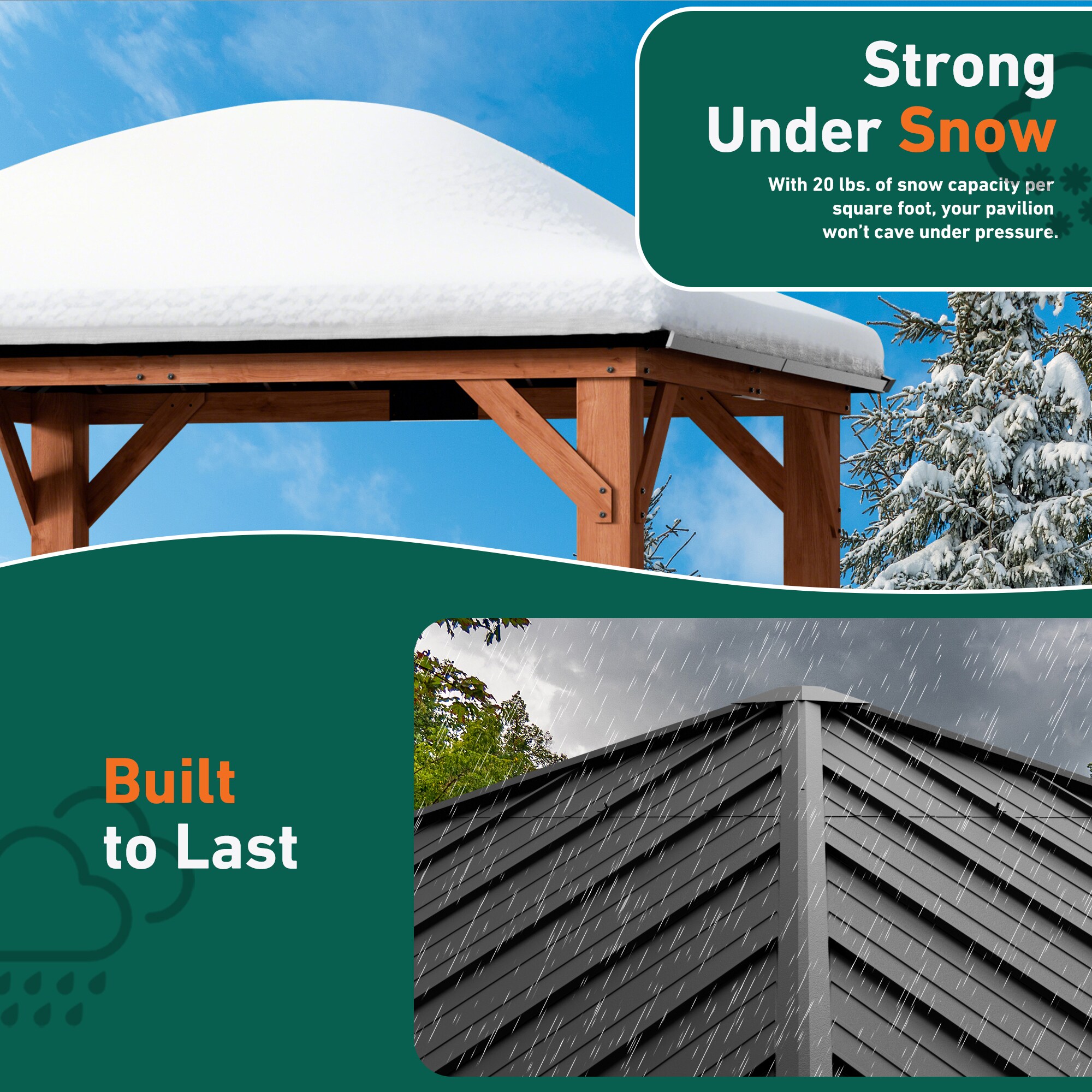 ELEVATE OUTDOORS 10-ft x 10-ft Brown Square Semi-permanent Gazebo with Hardtop Steel Roof