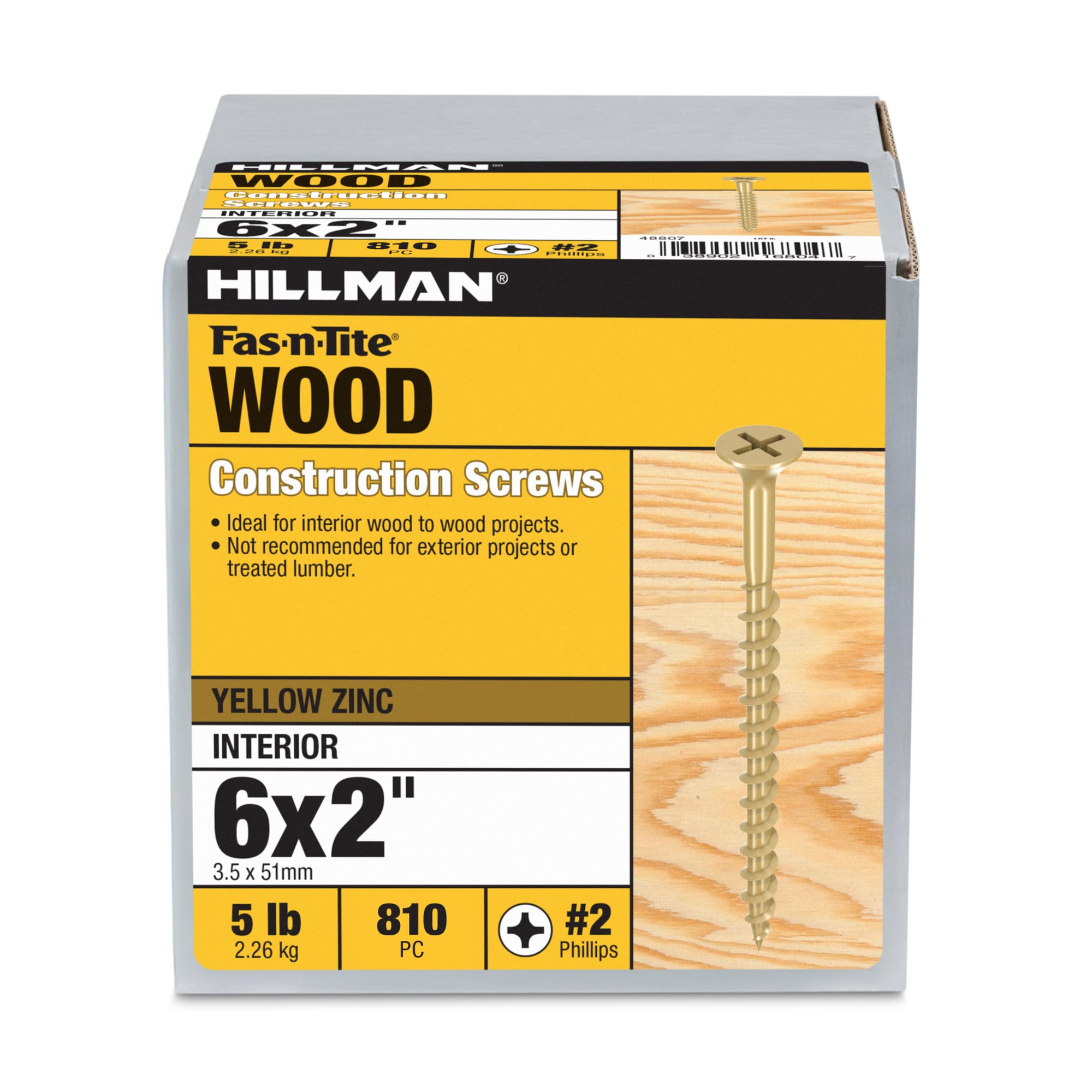 Fas-n-Tite #6 x 2-in Yellow zinc Interior Construction screws 810 -Per Box