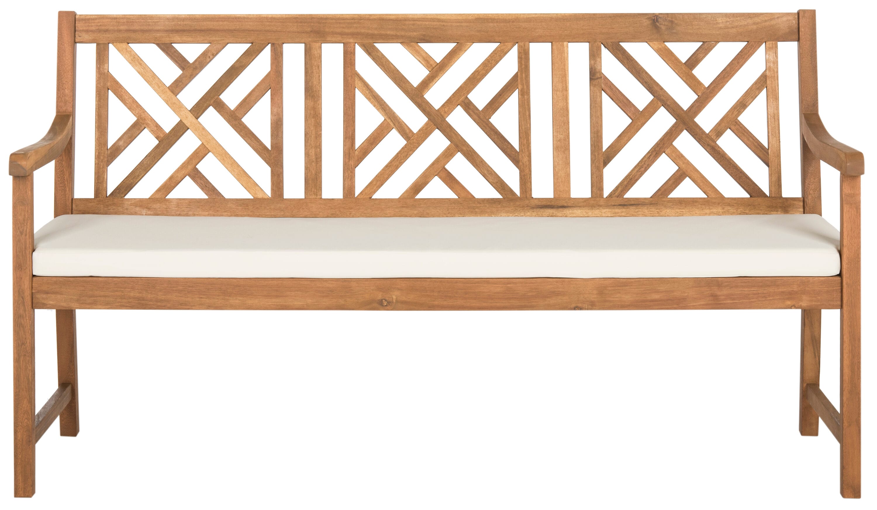 Bradbury Natural Beige 3-Seat Outdoor Garden Bench with Cushion