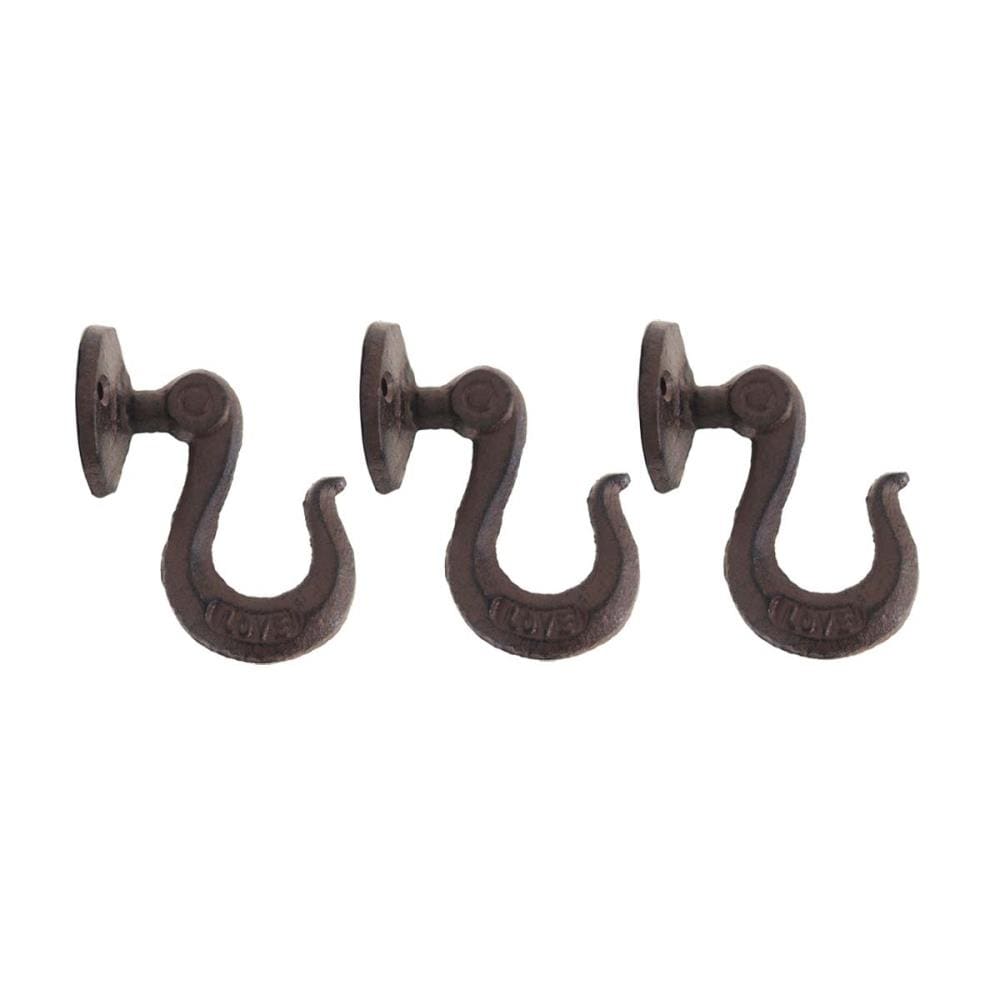 Parisloft 3-Pack 3-Hook 2-in x 3.875-in H Antique Brown Decorative Wall Hook  (2.875-lb Capacity) in the Decorative Wall Hooks department at