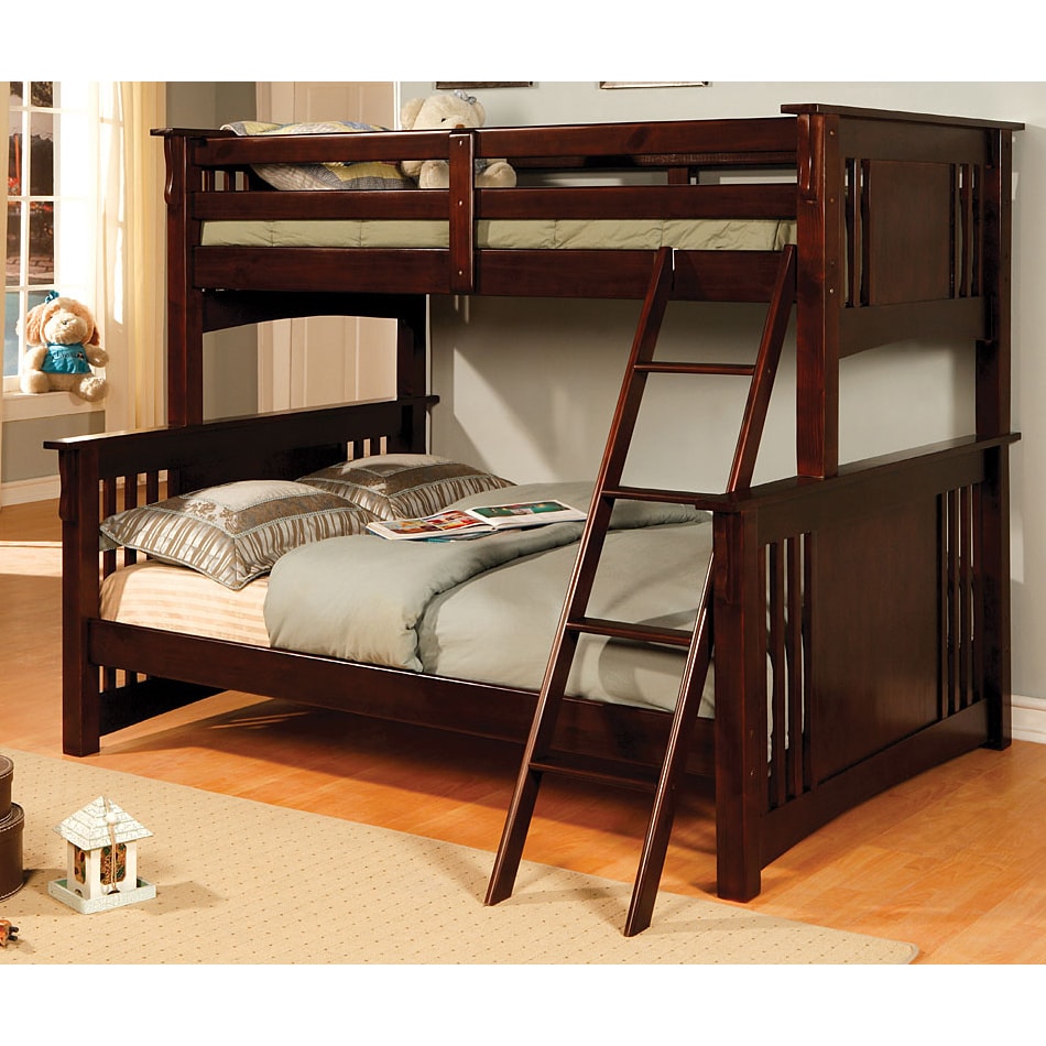 Furniture of America Spring Creek Dark Walnut Twin Over Full Bunk Bed ...