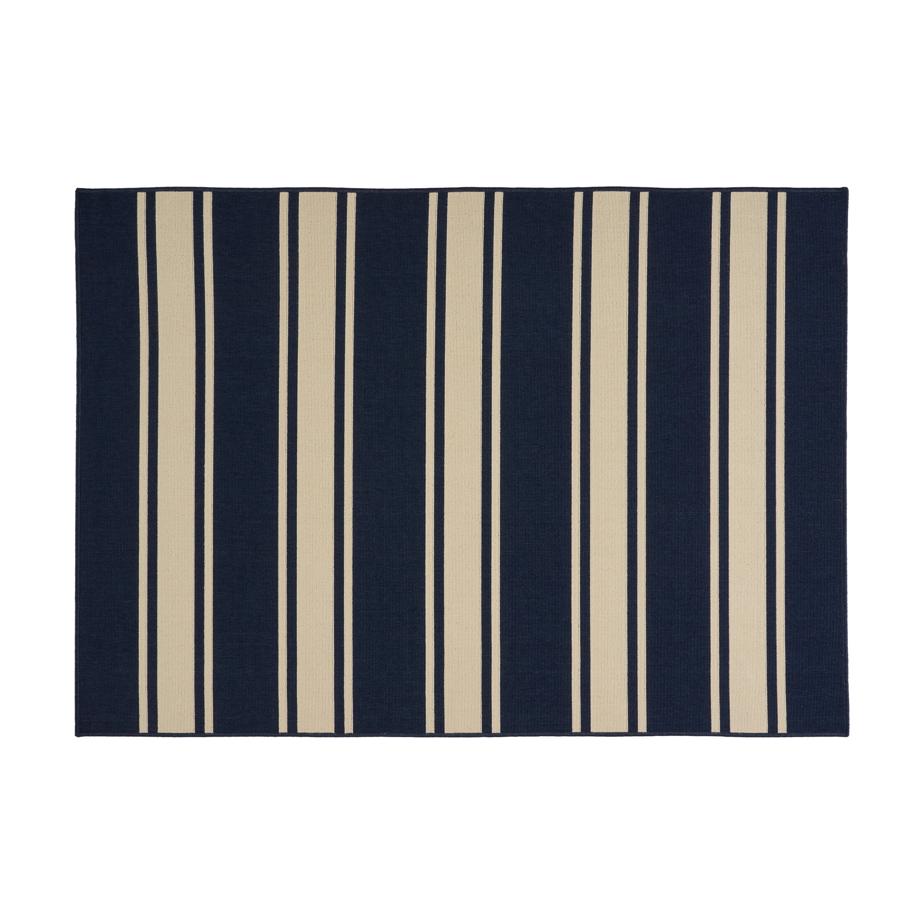 Cabana 5 x 7 (ft) Polypropylene Navy + Irovy Rectangular Indoor/Outdoor Stripe Area rug in Blue | - Best Selling Home Decor 308548