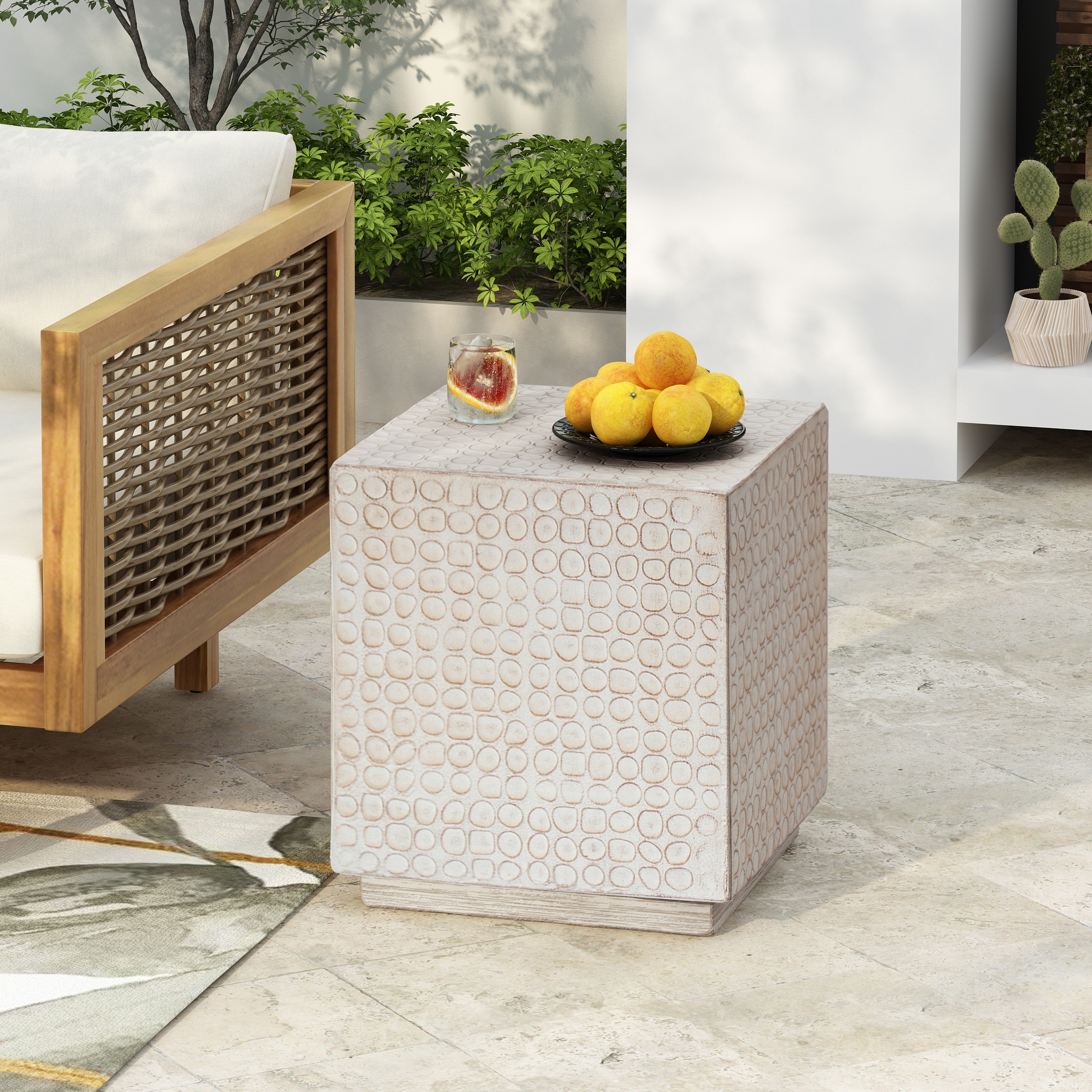 Christopher Knight Home 326245 Hudson Modern Cube Side Table with Durable Magnesium Oxide Build