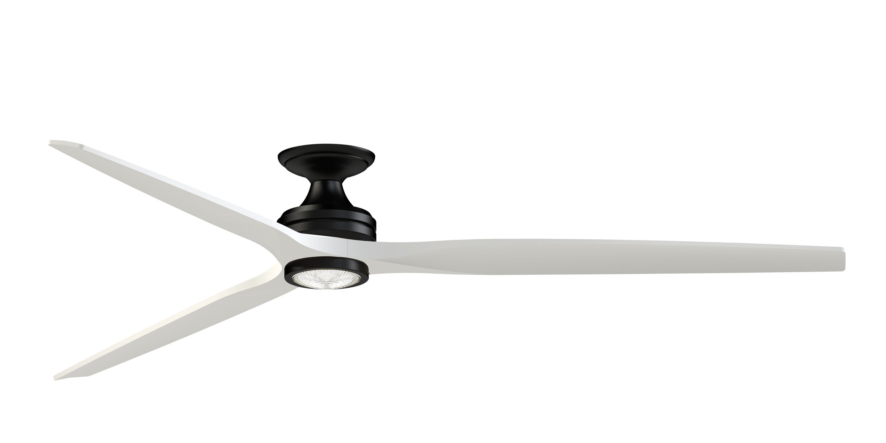 Fanimation FPD6721BBL-84MW-LK-F Spitfire 84-in Color-Changing Integrated LED Outdoor Flush Mount Smart Black with Matte White Blades Propeller Ceiling Fan With Light - Remote Included ( 3 -Blade )