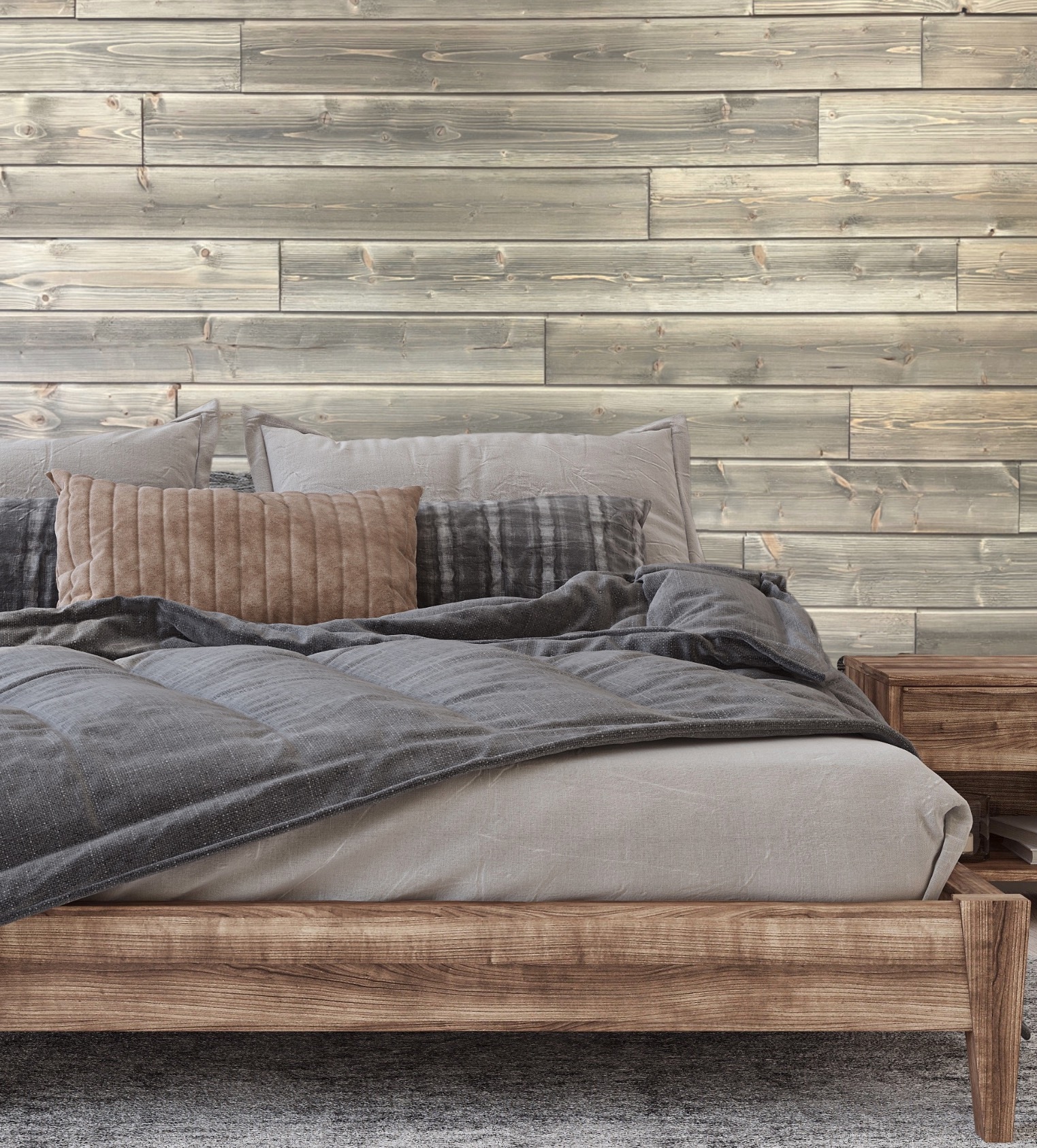 Style Selections Weathered Grey Pine Wood Shiplap Wall Plank Kit (Coverage Area: 10.5-sq ft) in Gray | 51005