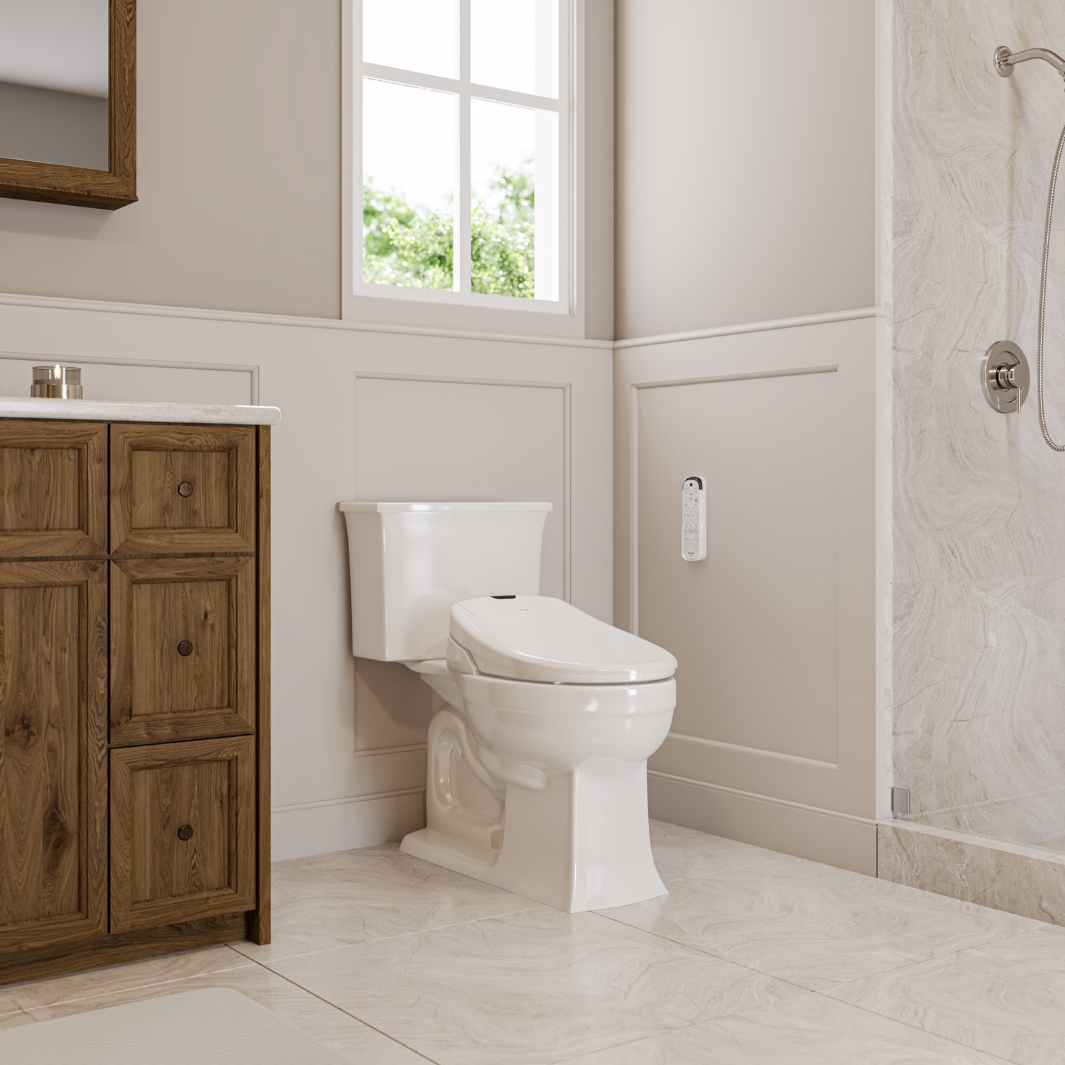 Brondell S1400-RW Swash 1400 Plastic White Round Slow Close Feature Heated Bidet Function Toilet Seat