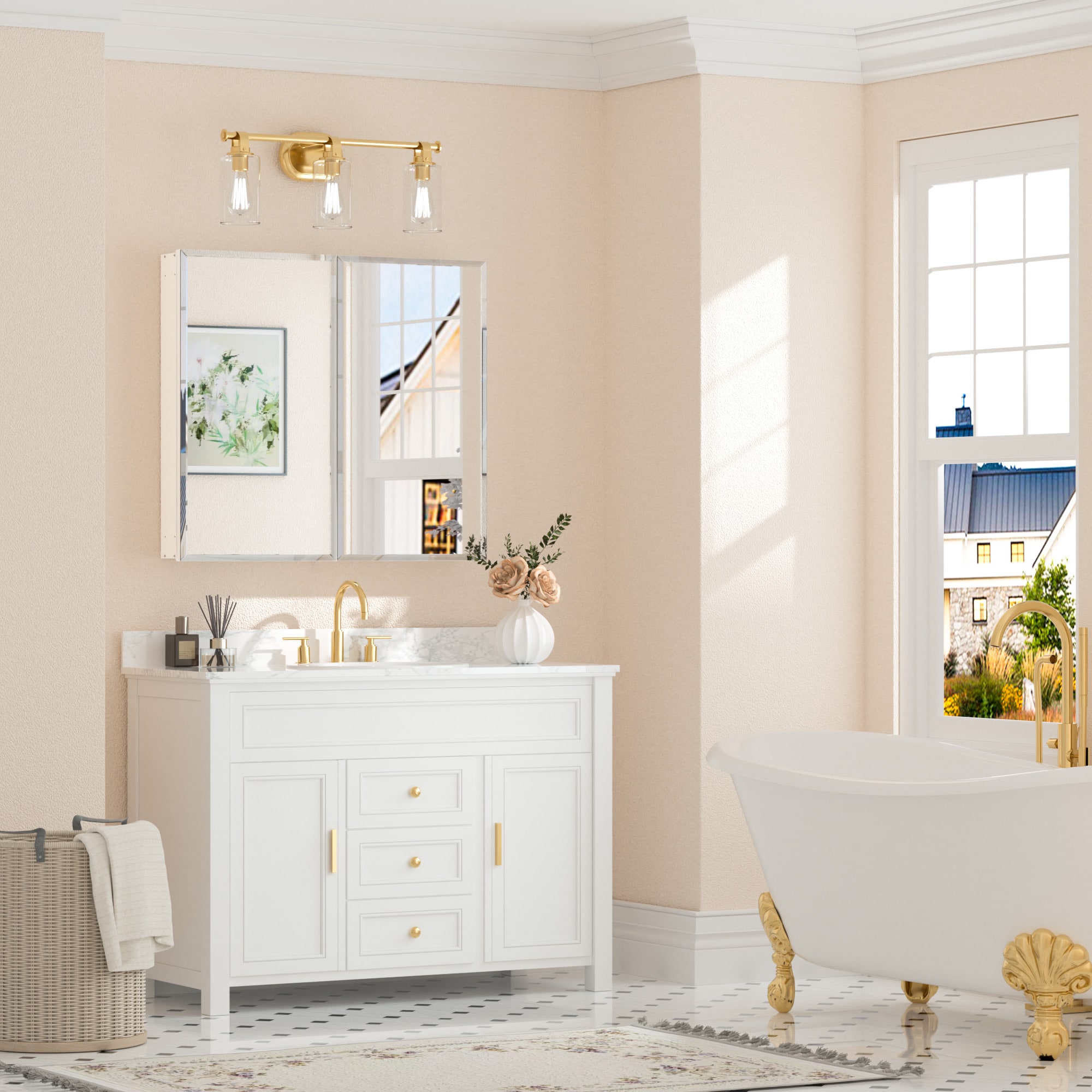 Keonjinn LW-JG-FJXP-9181-WH Bathroom-Medicine-Cabinets - View #2