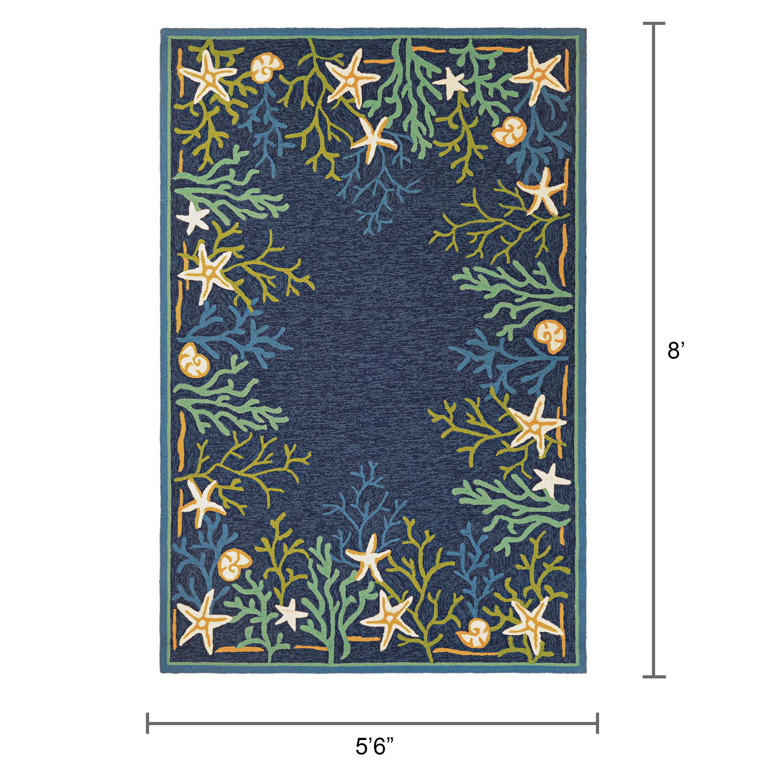 Sea Water Oceanic Blue 5'6" x 8' Handcrafted Synthetic Area Rug