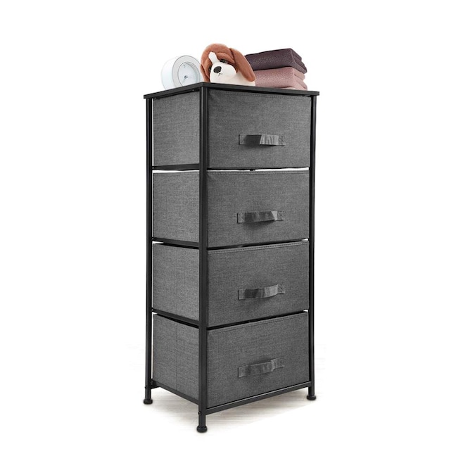 Storage Tower Dark Gray 4 Drawer Combo, Dark Gray Dresser