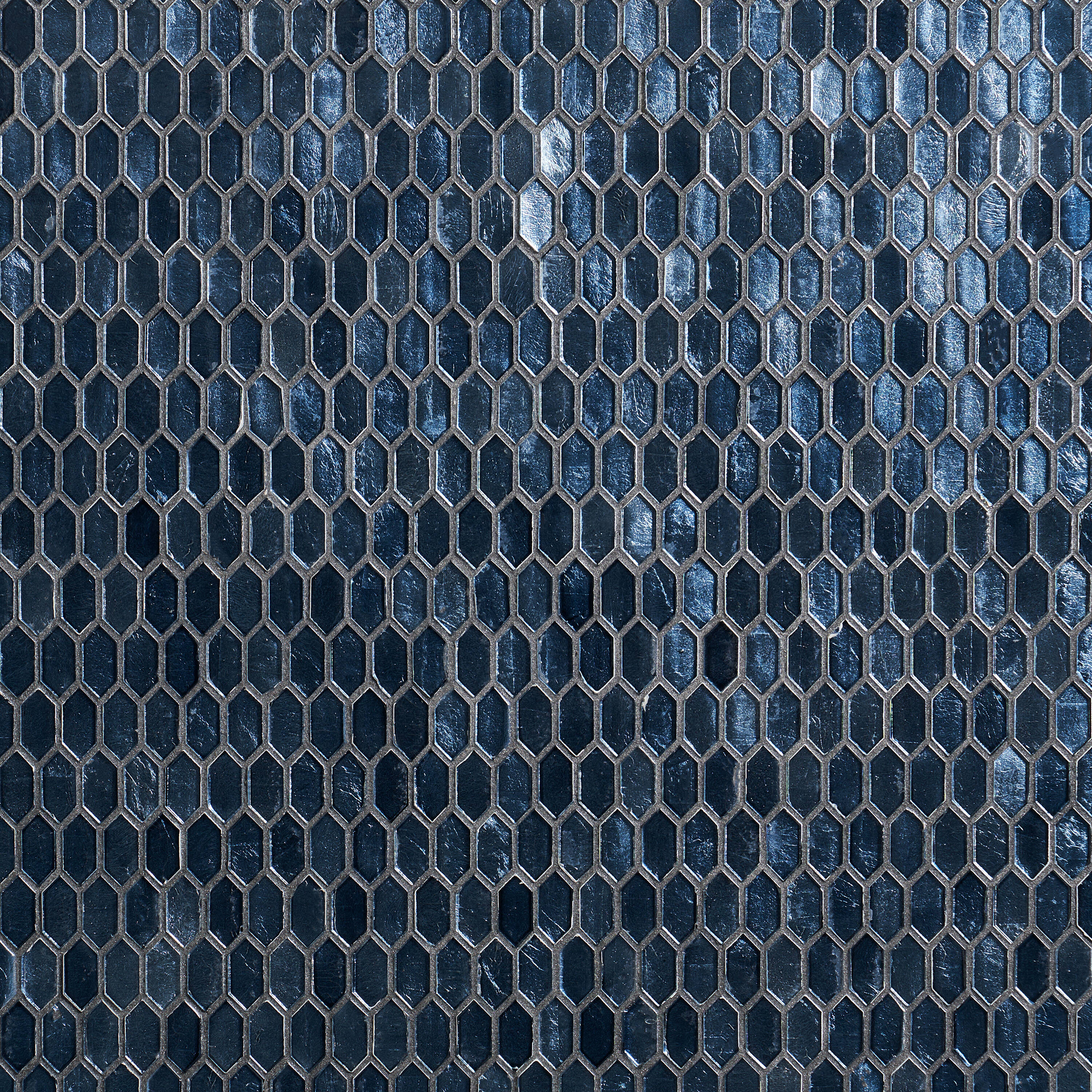 Midnight Blue Polished Glass Hexagonal Mosaic Wall Tile