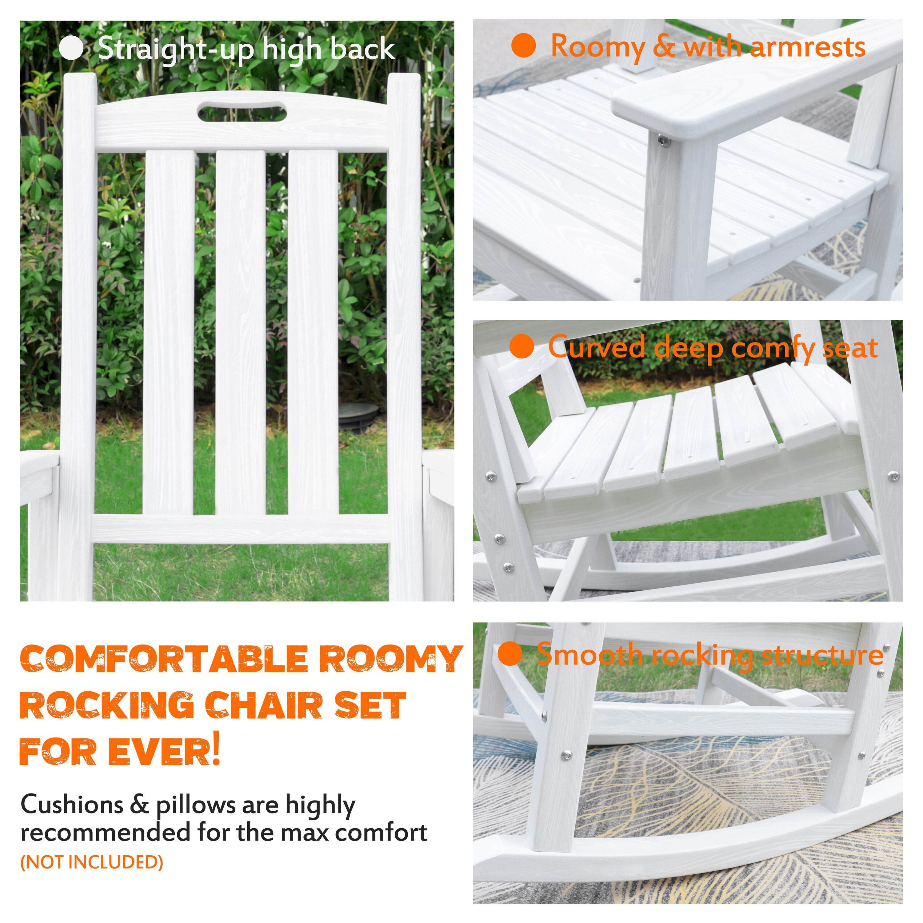 VEIKOUS PG0207-HDPE-WH-1 Patio-Chairs - View #7