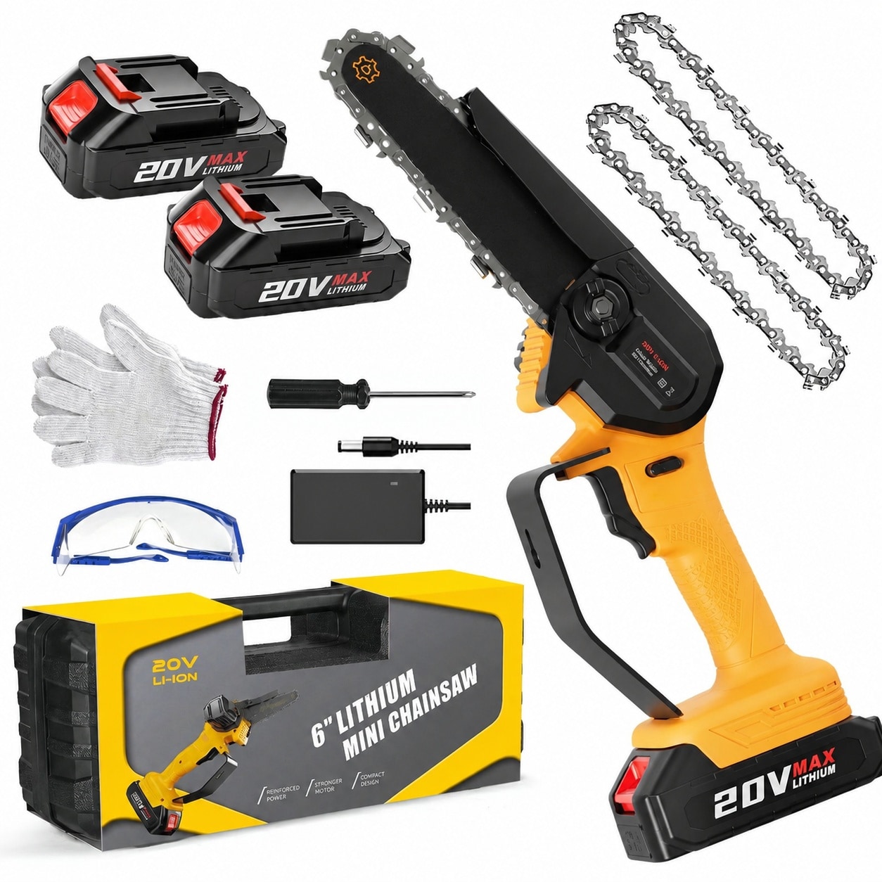 JVFCXXV  Mini Chainsaw Cordless 6 Inch Small Electric Chainsaw Handheld Portable Saw for Tree Cutting Tree Branches Garden Yard Tool with Safety