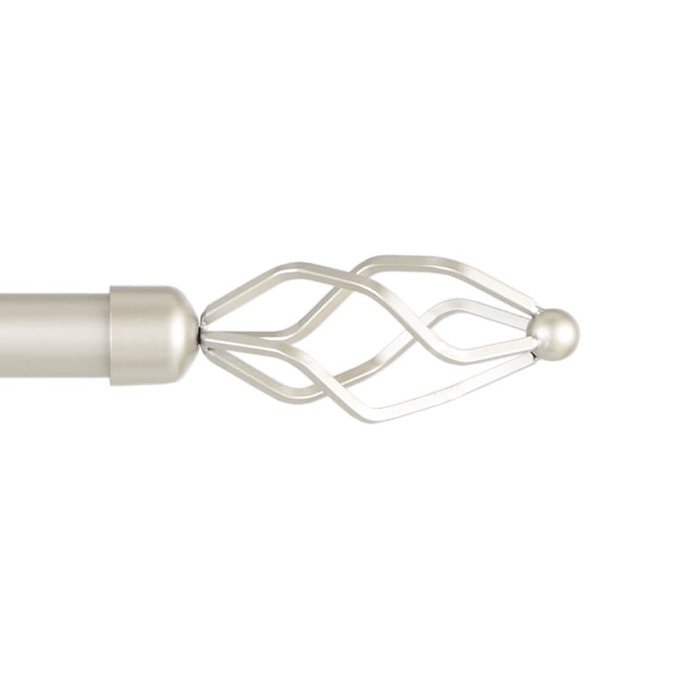 Exclusive Home RD014886DSEHA1 A556 36-in to 72-in Matte Nickel Iron Single curtain rod with Finials