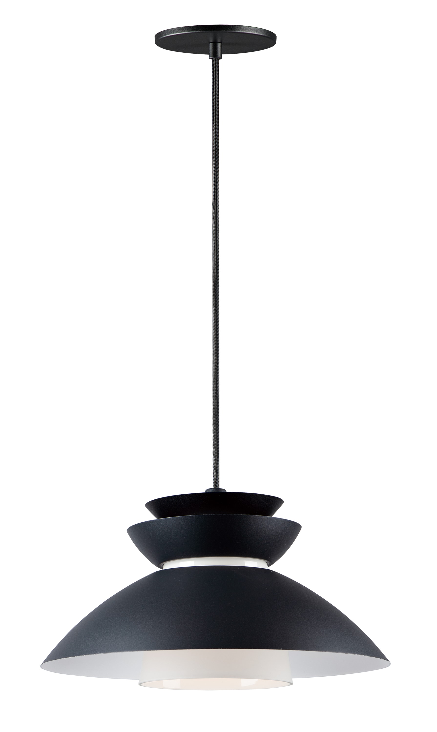 Maxim Lighting 11359WTBK Nordic Black Transitional White glass Dome Medium Hanging Pendant light