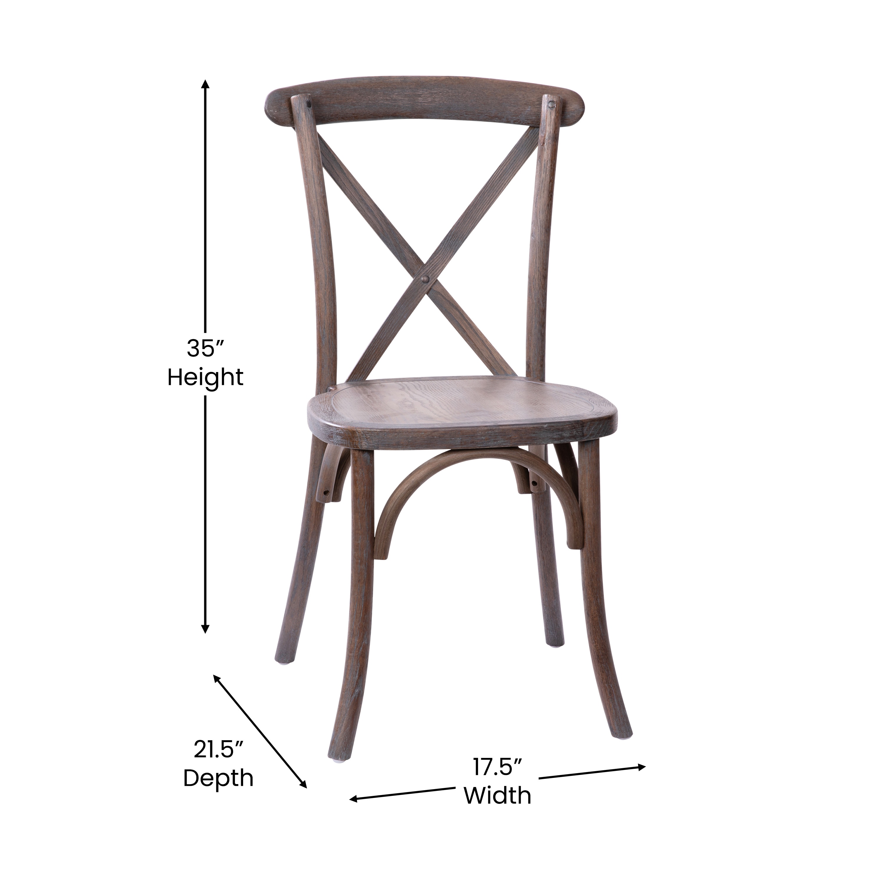Elegant Elmwood Dark Driftwood X-Back Dining Chair