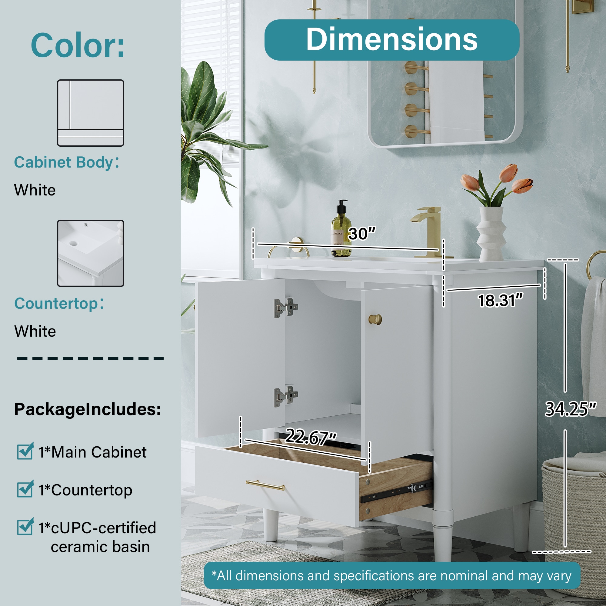WELLFOR FL30MCL-LV Bath-Vanity-Combo - View #6