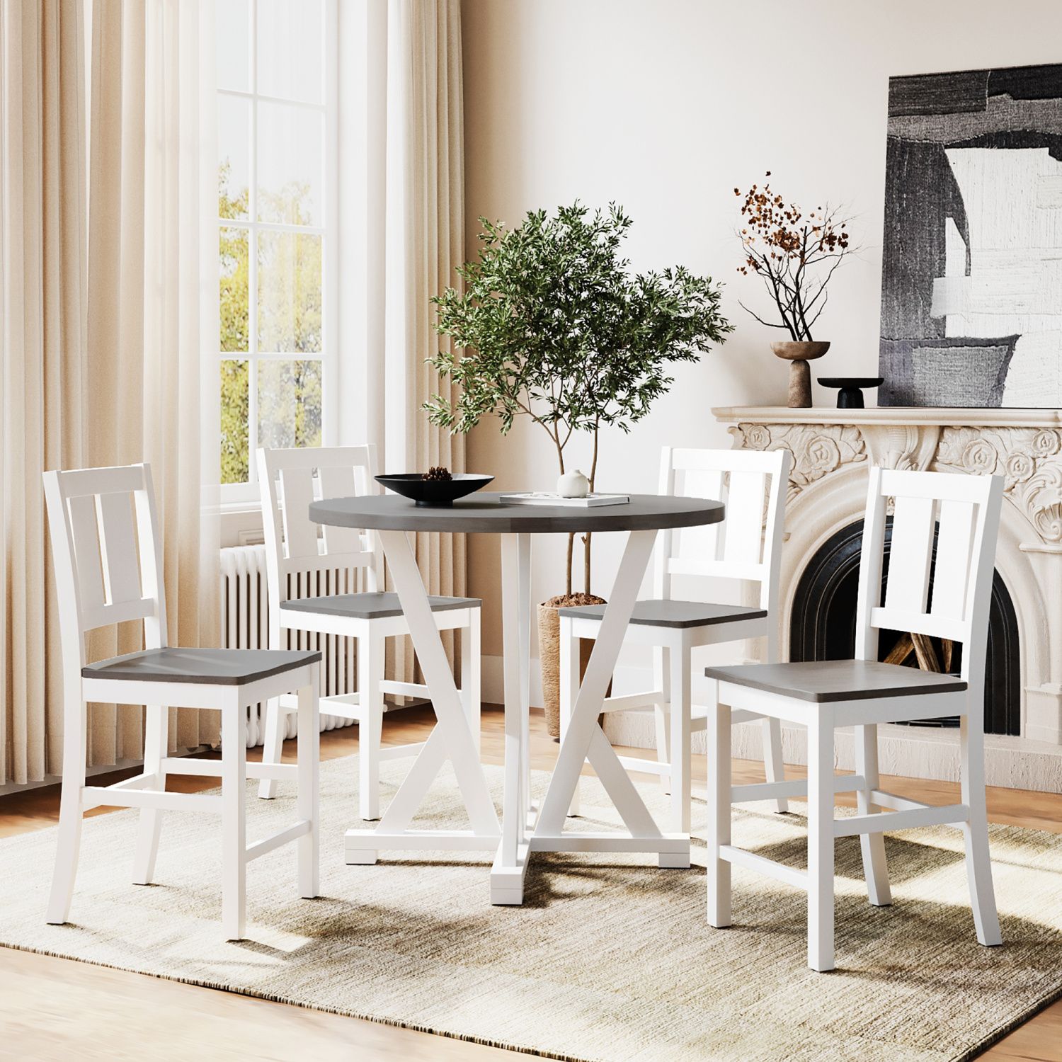 JASMODER SH000263AAE Grey Contemporary/Modern Dining Room Set with Rectangular Table (Seats 4)