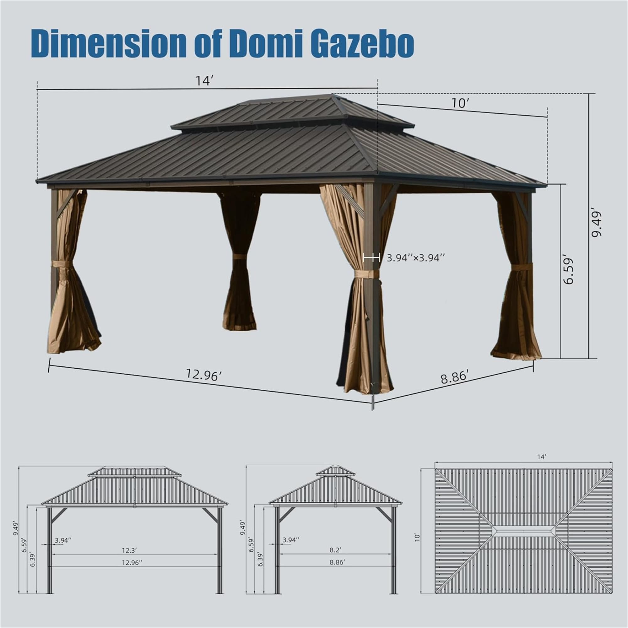 JIMSMAISON BOCPCG29BRO Wood-Resin-Gazebos - View #2
