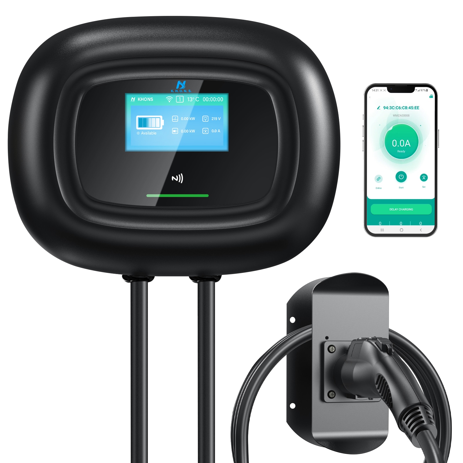 Wildaven YODO2334 Level 2 NEMA 14-50p EV Electric Vehicle Charging Station-up to 40 Amps with 25-ft Cable