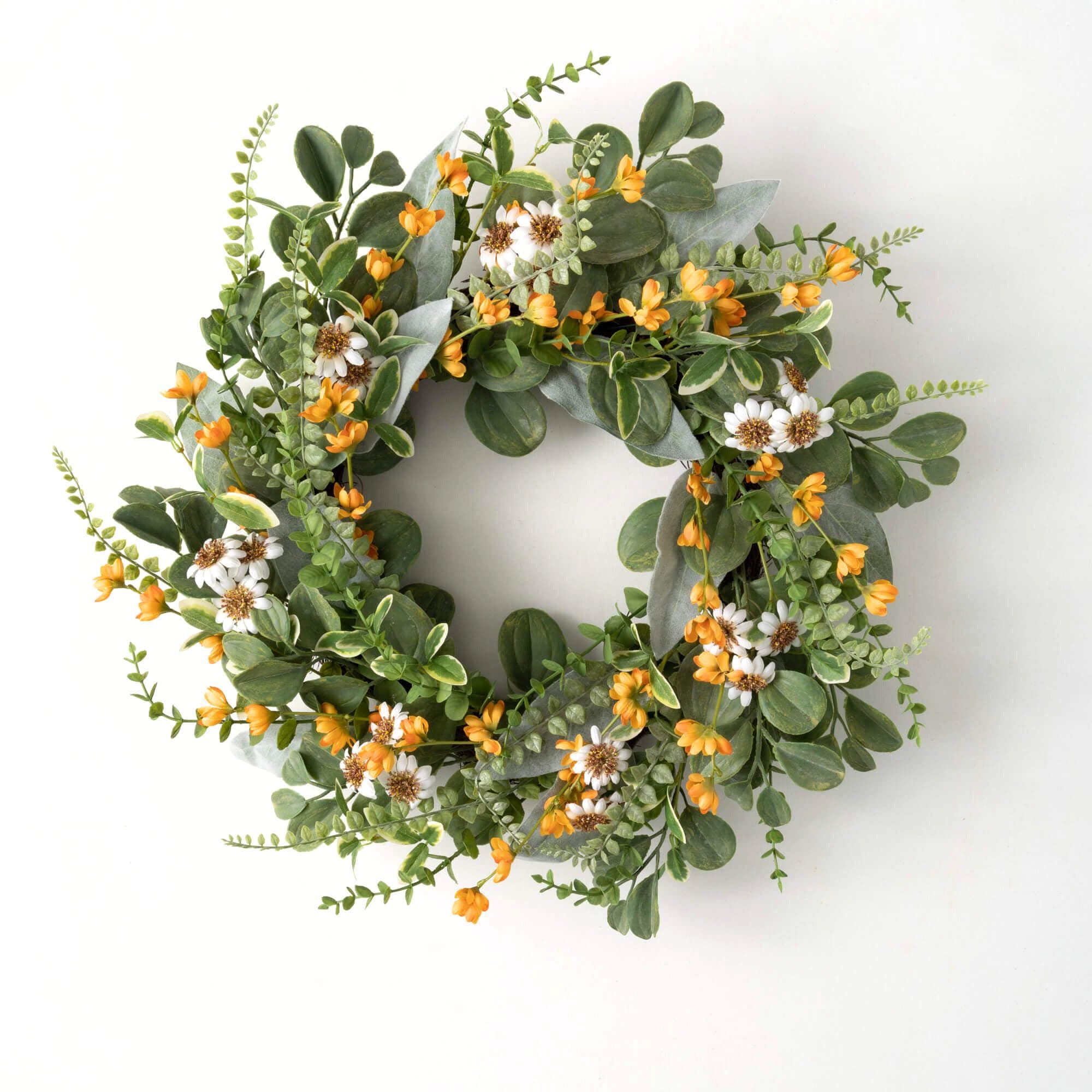 Sullivans DAIWR 22-Inches Yellow Indoor/Outdoor Hanging Mixed greenery Artificial wreath