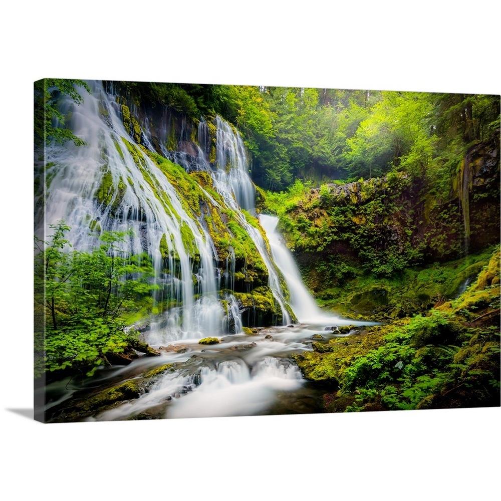 GreatBigCanvas 2512351-24-36X24 Panther Creek Falls and Spring R 24-in H x 36-in W Abstract Print on Canvas