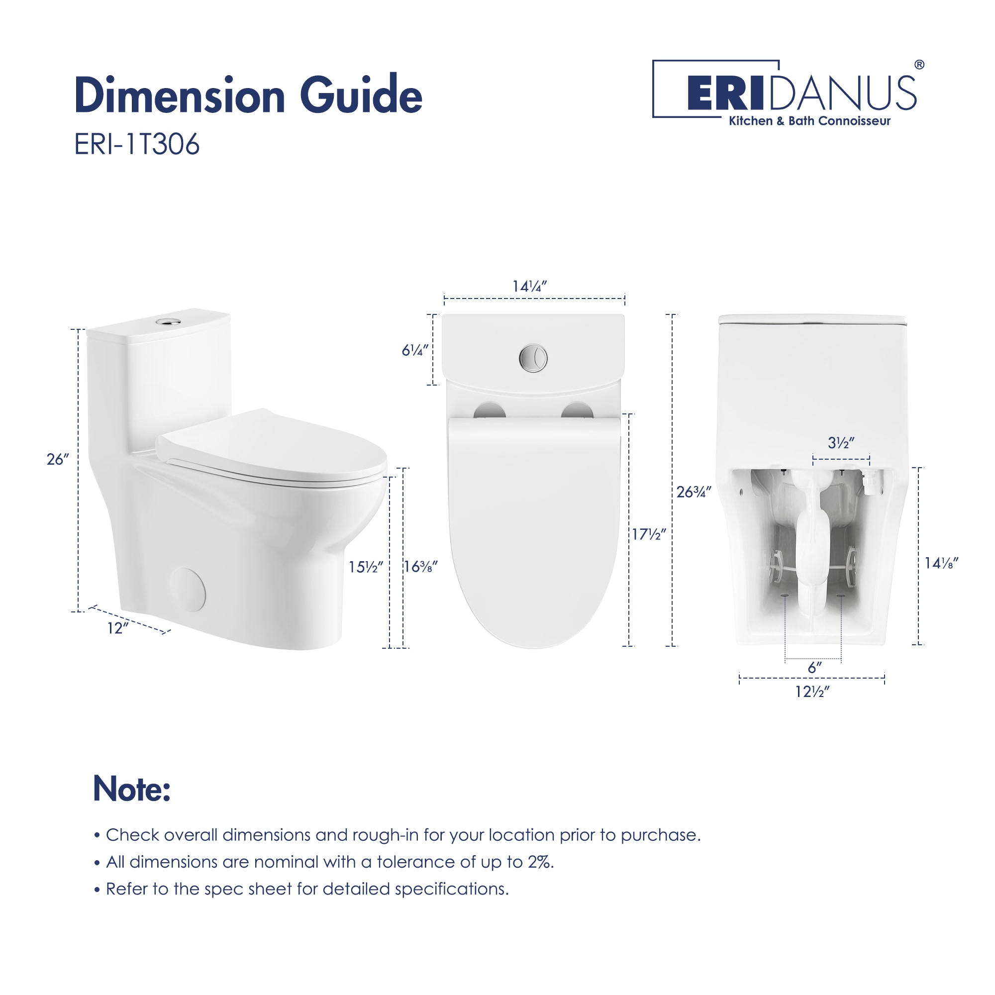 Eridanus Tucson Crisp White Dual Flush Elongated Standard Height WaterSense  Soft Close Toilet 12-in Rough-In 1.1-GPF