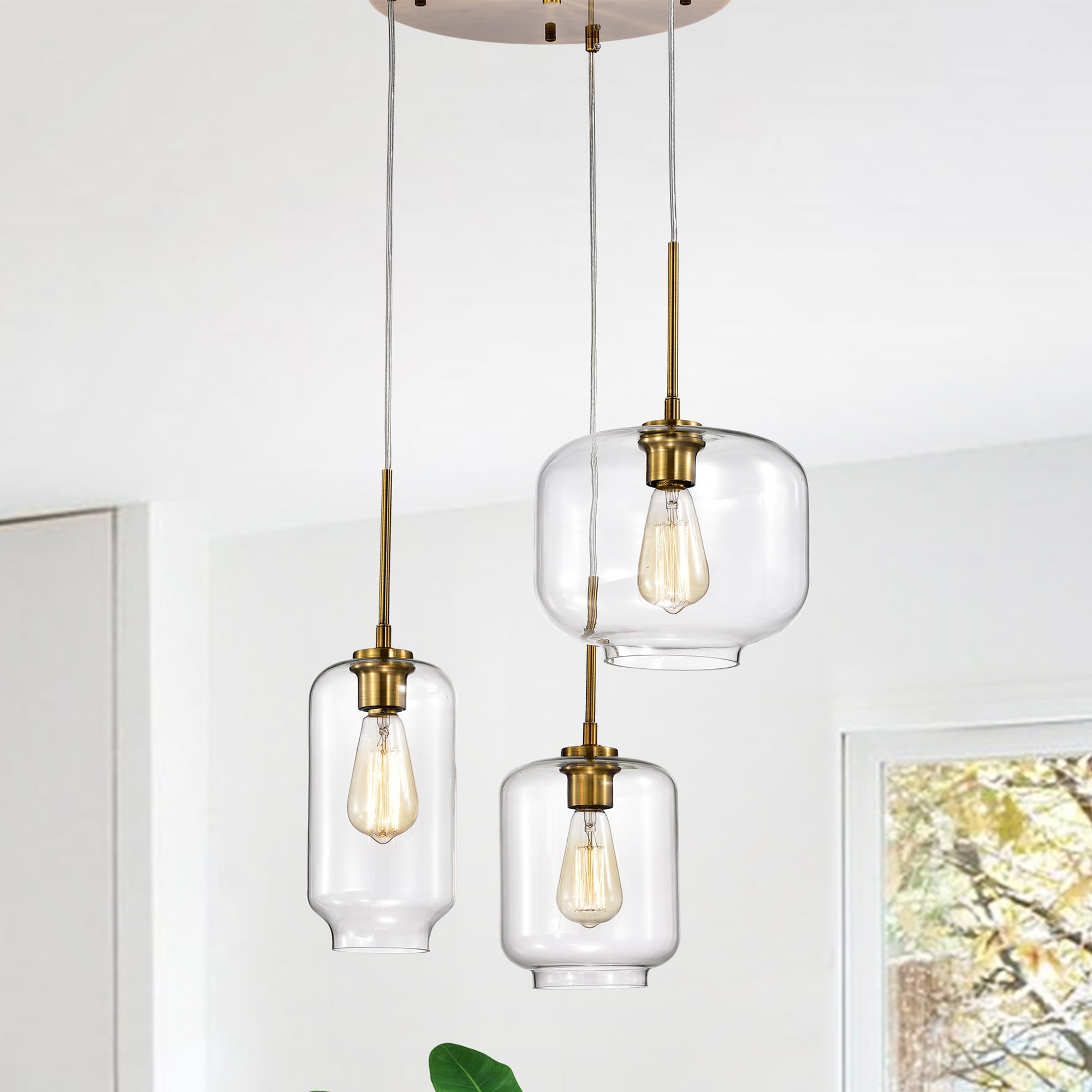 Home Accessories Inc IMP07 3 -Light Gold Transitional For Use in Bedrooms, Dining Rooms, Foyers, Kitchens, Living Rooms Chandelier