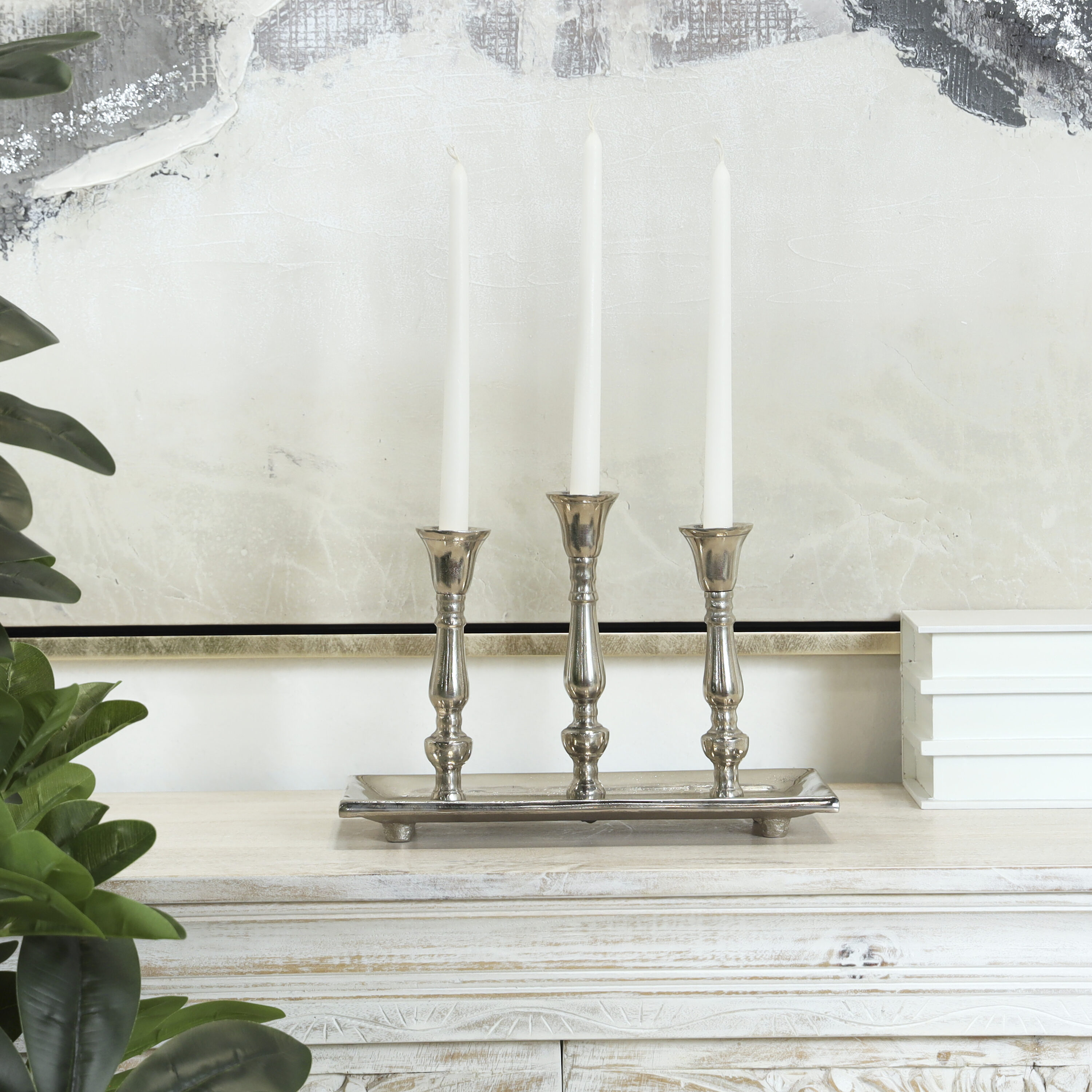 Grayson Lane 821938 3 Candle Aluminum Candelabra Candle Holder