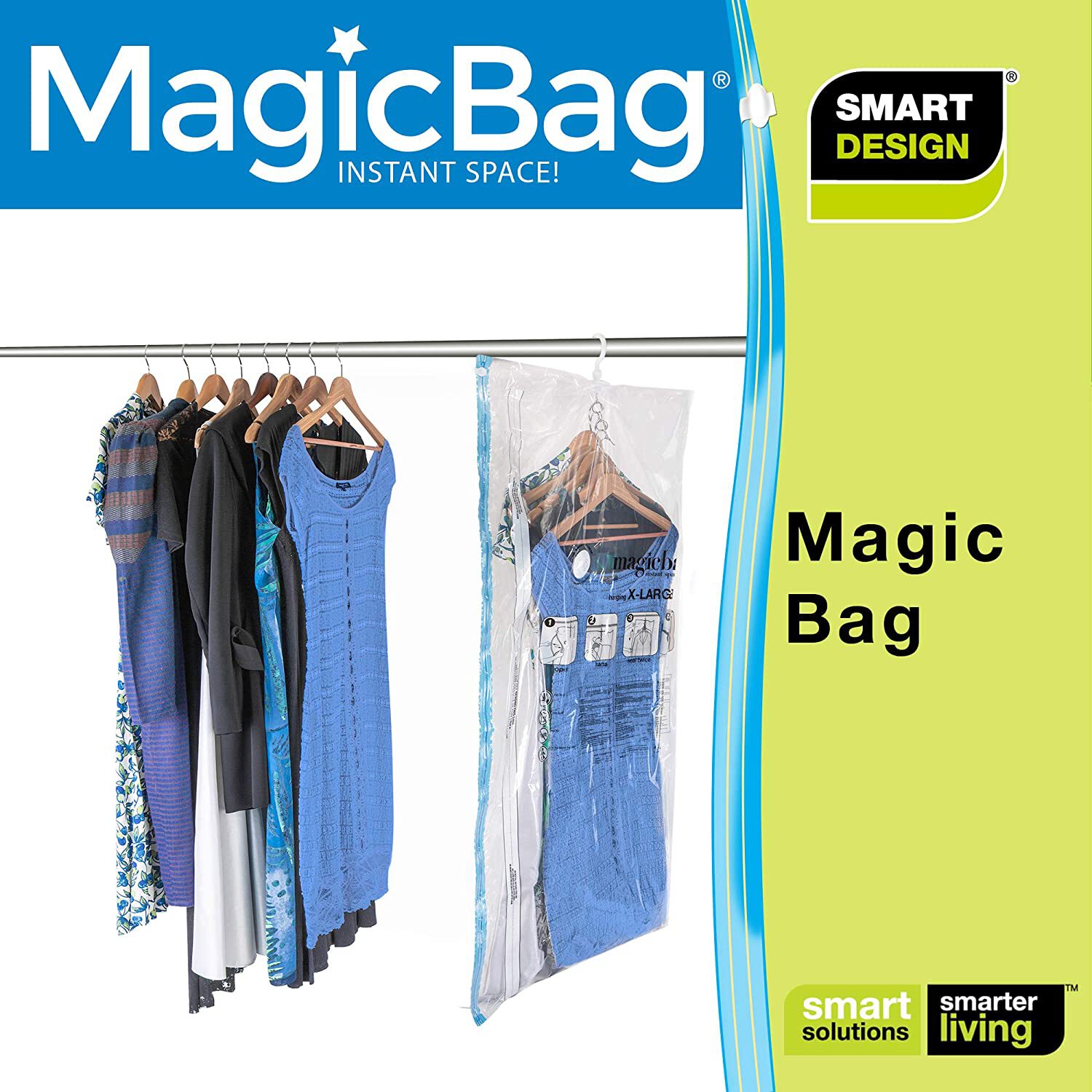 MagicBag Smart Design Instant Space Saver Storage - Flat Jumbo - Set of 4  Bags Total 