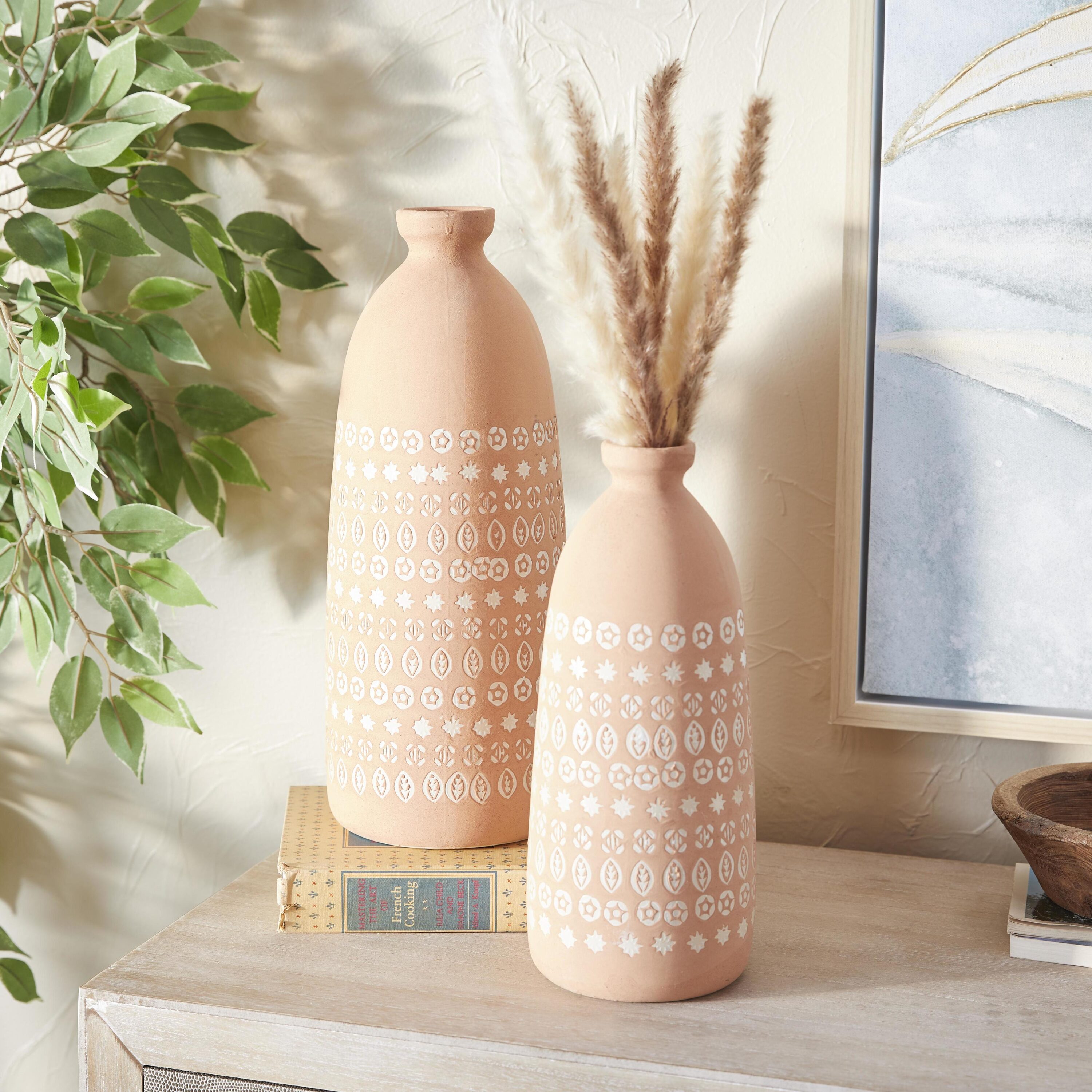 Grayson Lane 45400 2 -Pack Pink Stone Rustic Vase