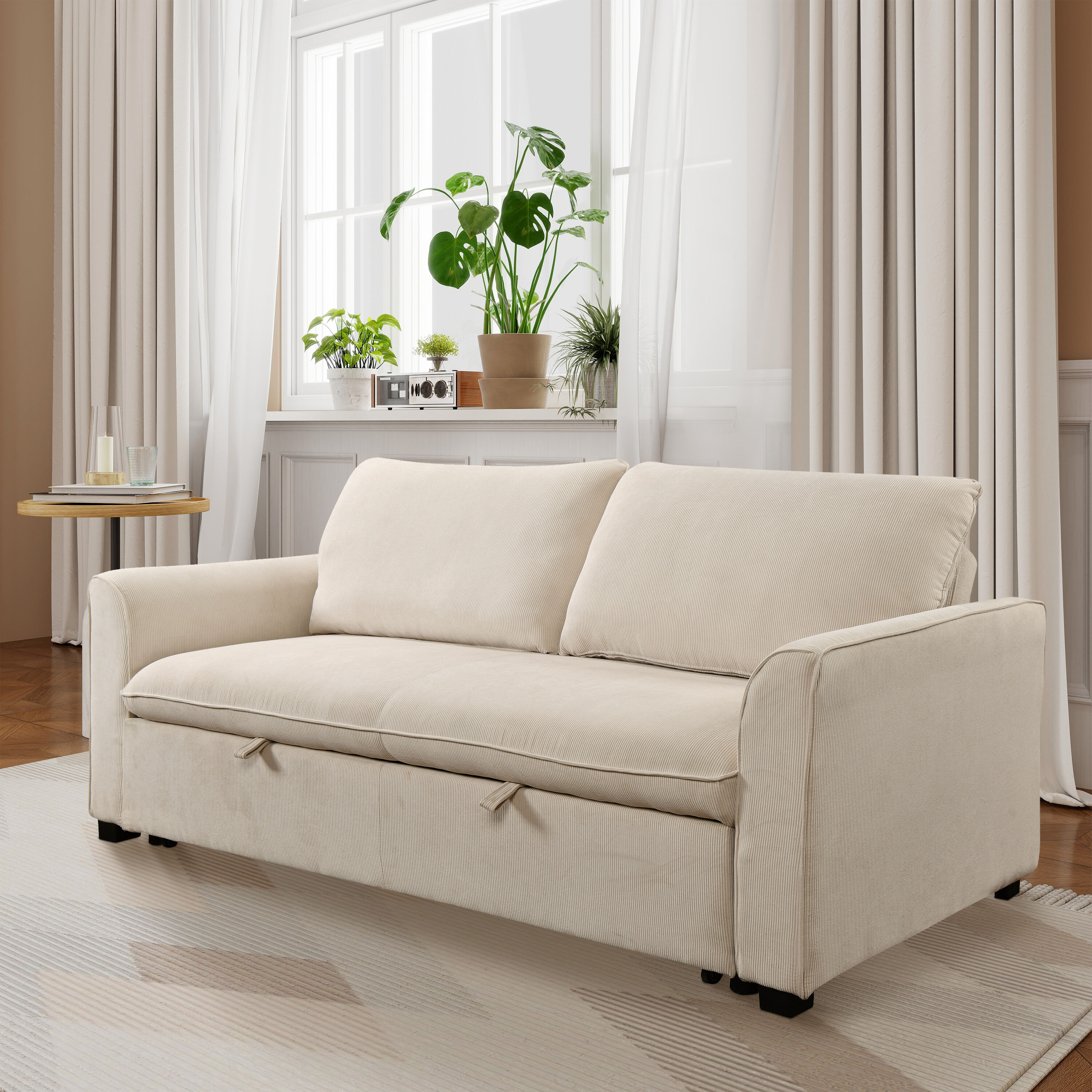 Mondawe 78-in W Modern Beige Loveseat