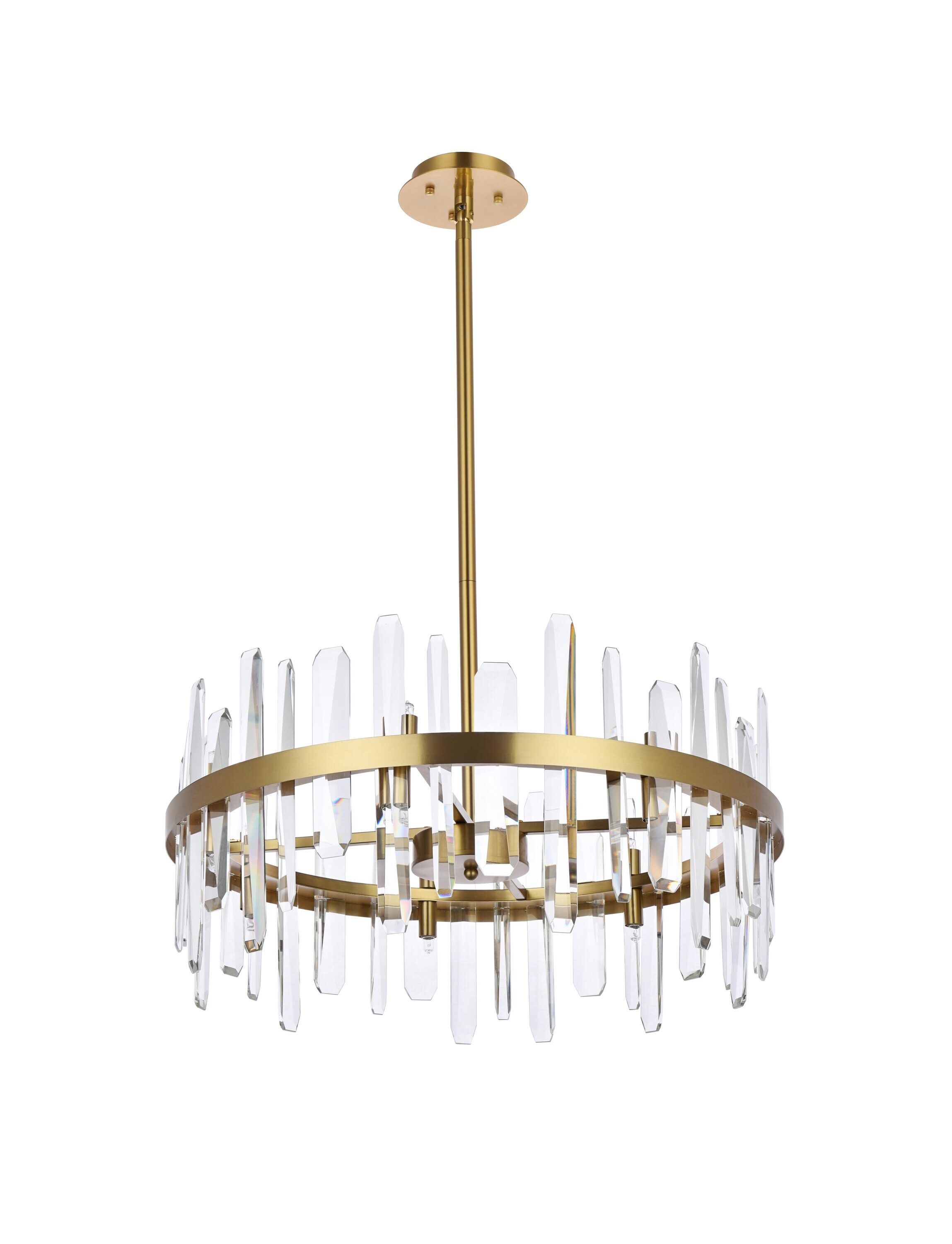 Satin Gold Crystal 14-Light Pendant Chandelier