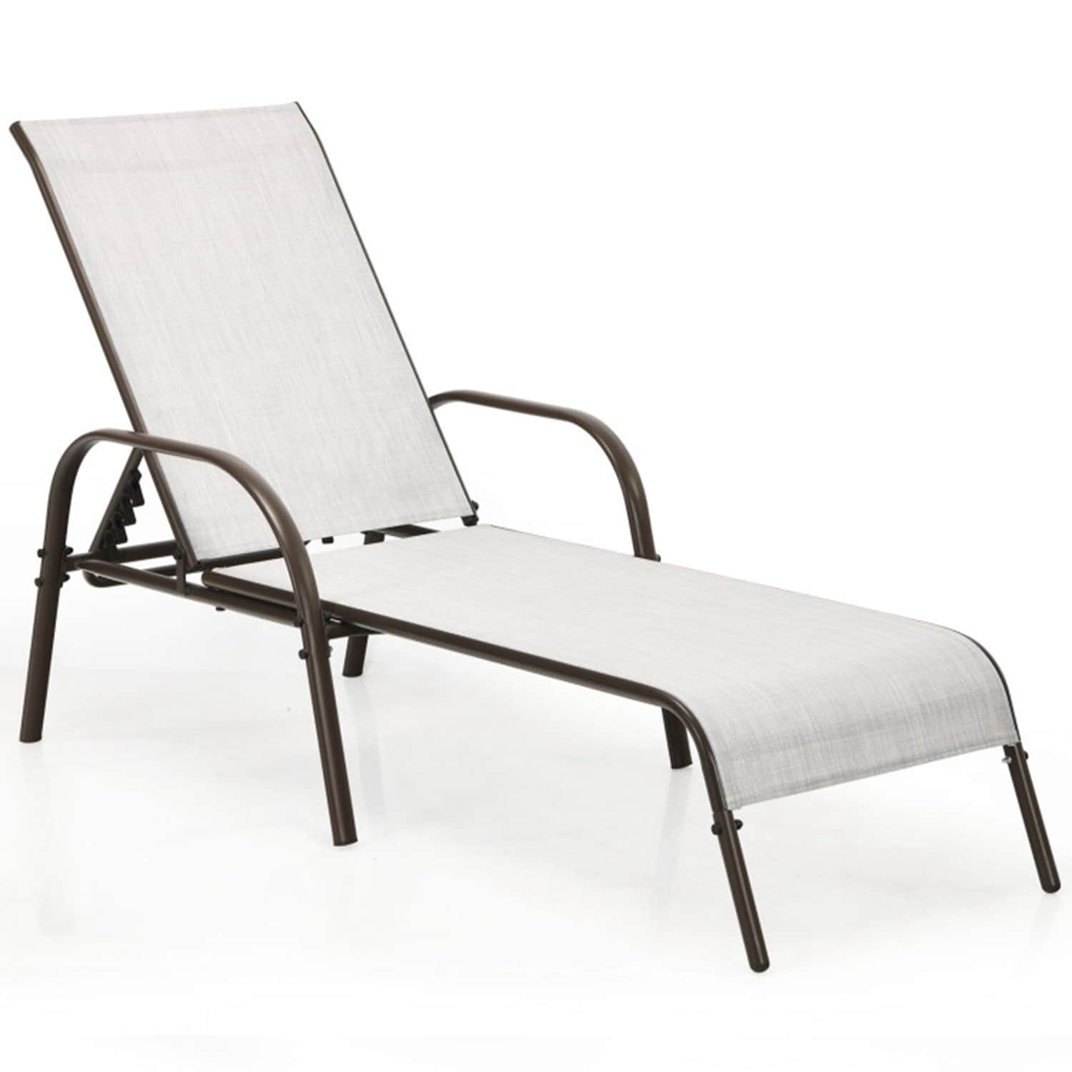 Forclover Lounges Gray Steel Frame Stationary Chaise Lounge Chair