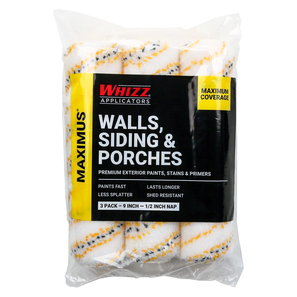 WHIZZ 93928 3 -Pack 9.0-in x 1/2-in Nap MAXIMUS Siding, Porches, and Walls Standard Woven Polyamide Paint Roller Cover
