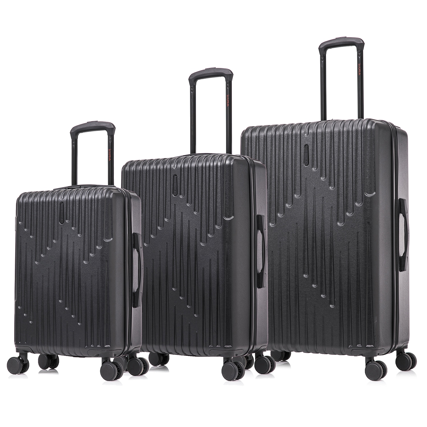 InUSA IUDRISML-BLK 19.29 x 11.22 x 30.31 BLACK Polycarbonate Hardshell Suitcase set 3 -Bag
